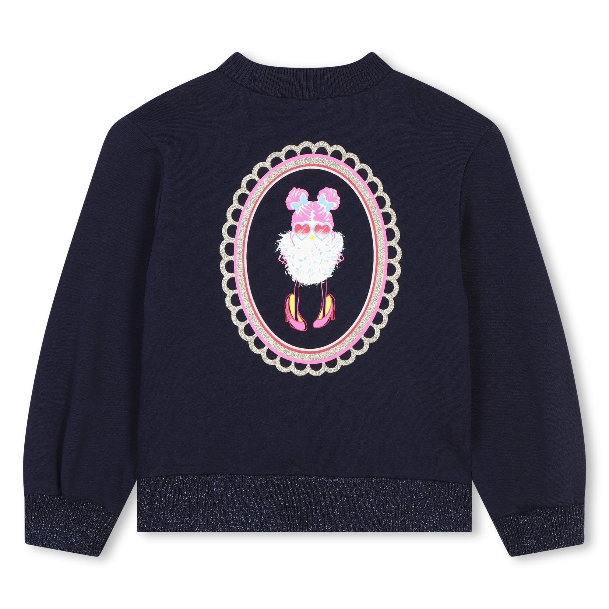 Billieblush Sweater marine blau mit Pilzmotiv und coolem Rückenprint Sweatshirt Billieblush