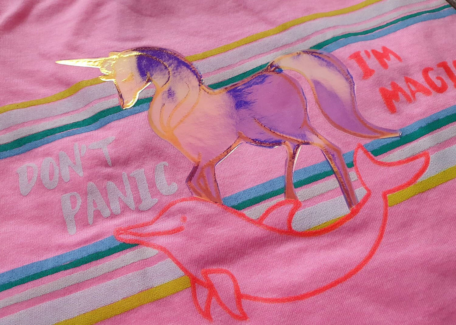 Billieblush T-Shirt mit pink mit Einhorn und Delphin irisierend T-Shirt Billieblush