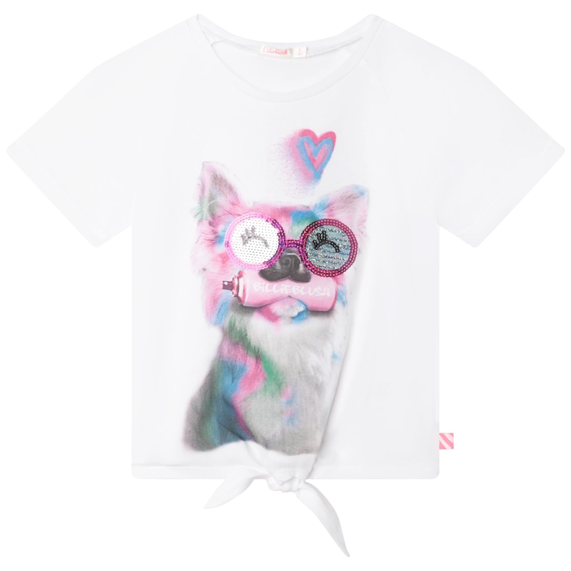 Billieblush T-Shirt weiß Katze mit Pailletten T-Shirt Billieblush