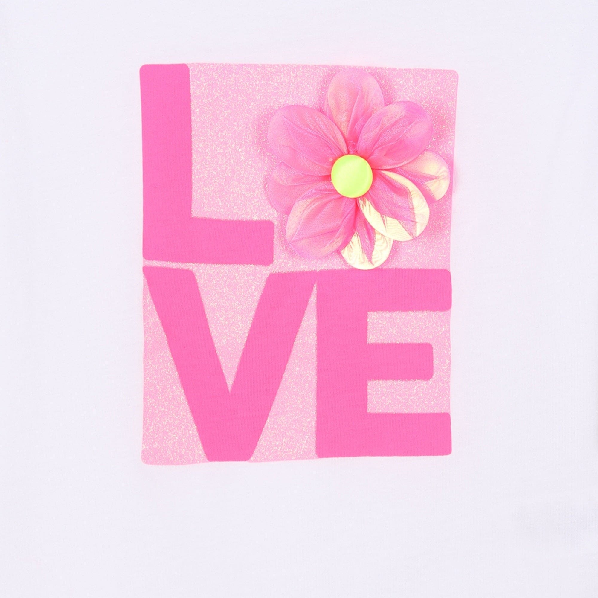 Billieblush T-Shirt weiß mit "Love" Schriftzug und mit 3D-Blume T-Shirt Billieblush