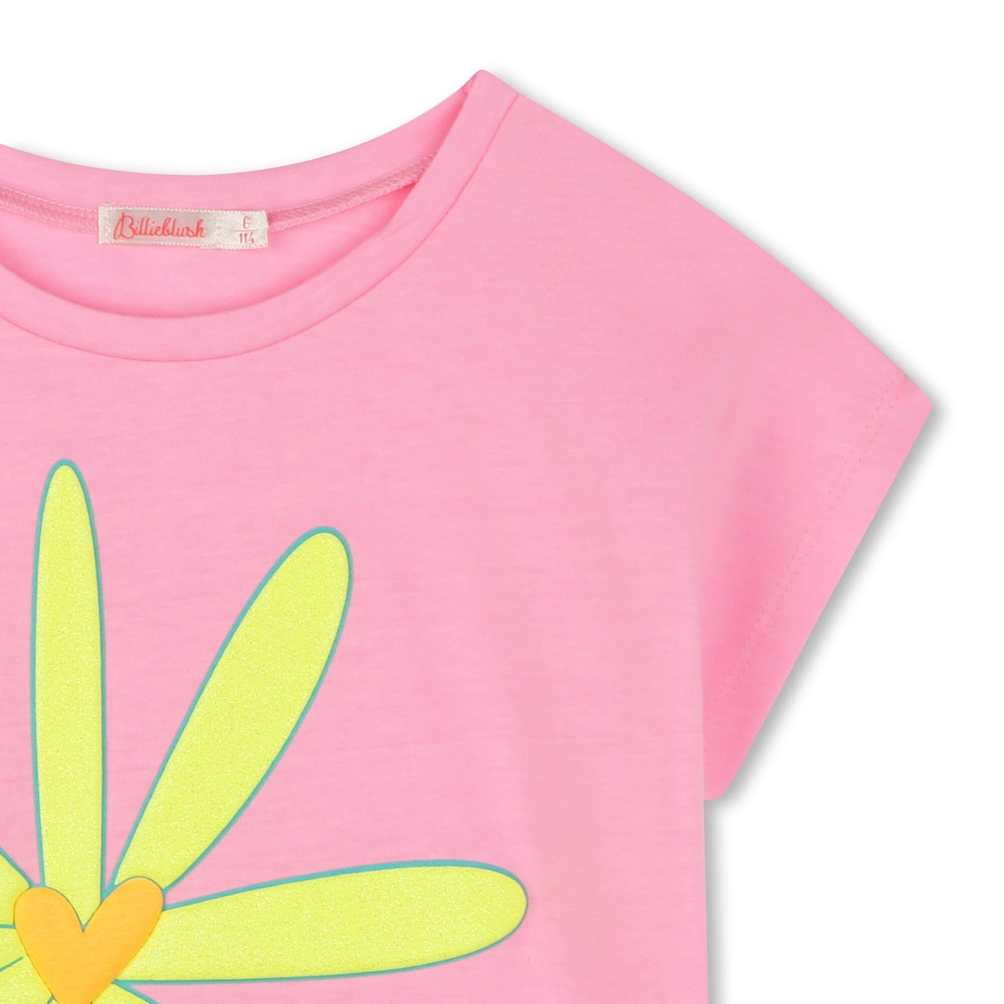 Billieblush T-Shirt rosa Beach-Bus-Print mit Blume und gelbem Herz T-Shirt Billieblush