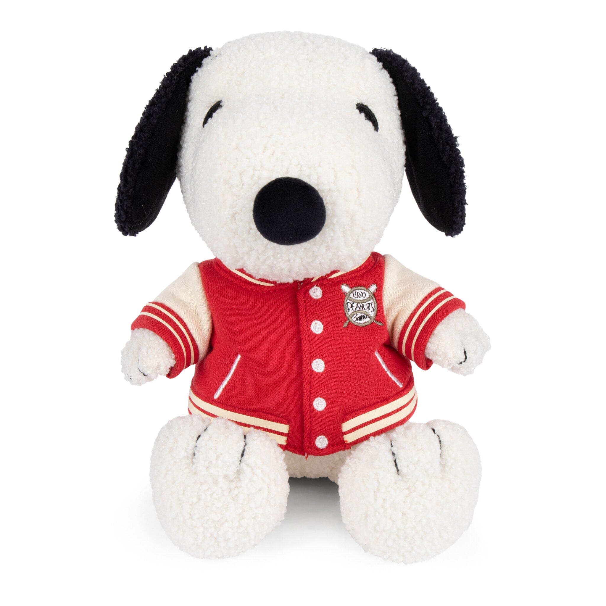 Snoopy mit roter College Jacke 25cm von Peanuts x Bon Ton Toys – Ein Kuschelfreund mit Stil Kuscheltiere Bon Ton Toys