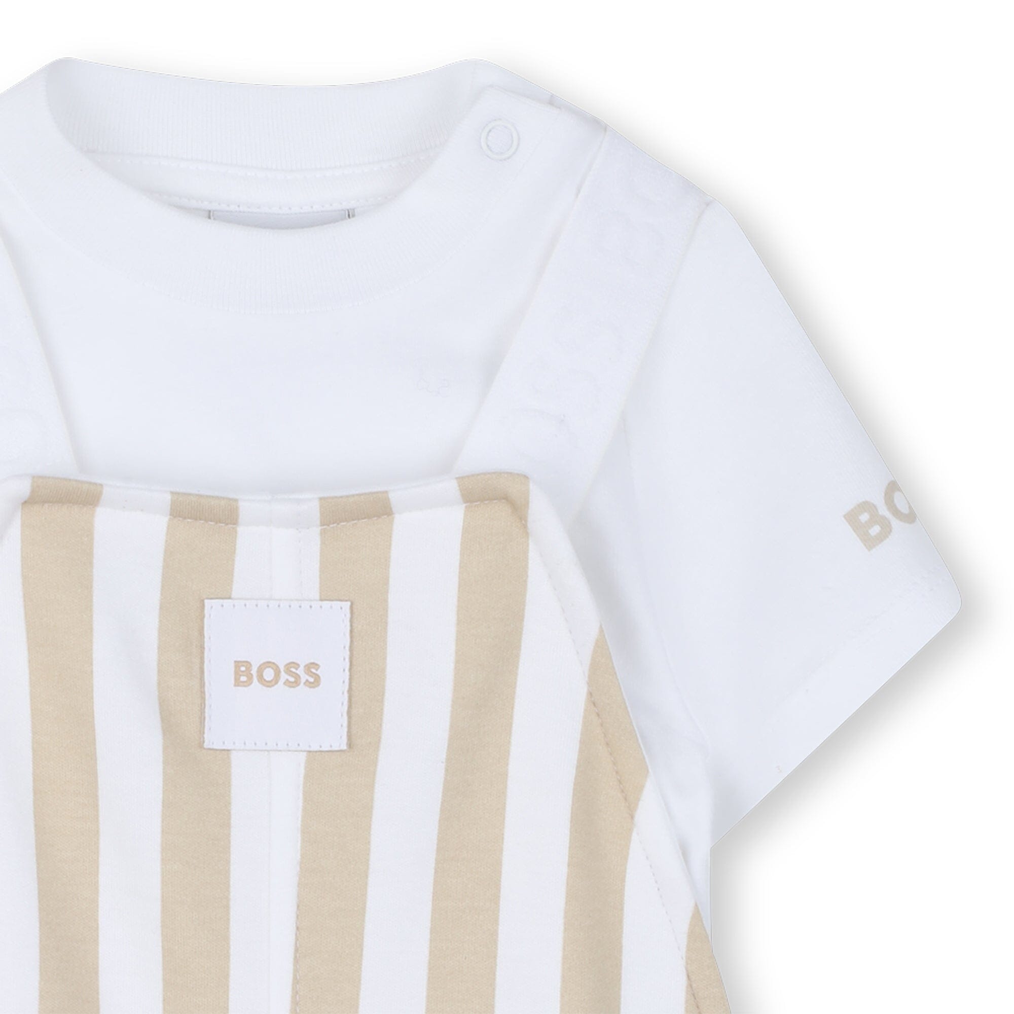 BOSS Baby 2-teiler Set: Overall-Shorts + T-Shirt „Beige“ Baby Kombination Boss Kidswear