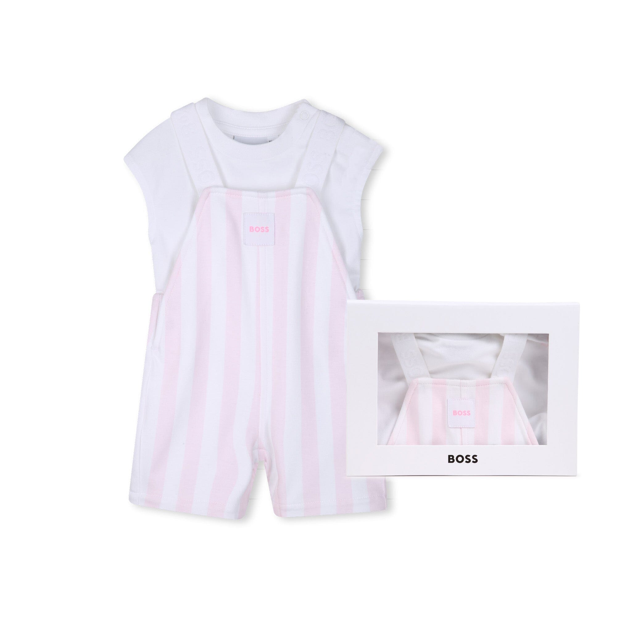 BOSS Baby 2-teiler Set: Overall + T-Shirt „Festivalsblüte“ Baby Kombination Boss Kidswear 6 Monate (62-68)