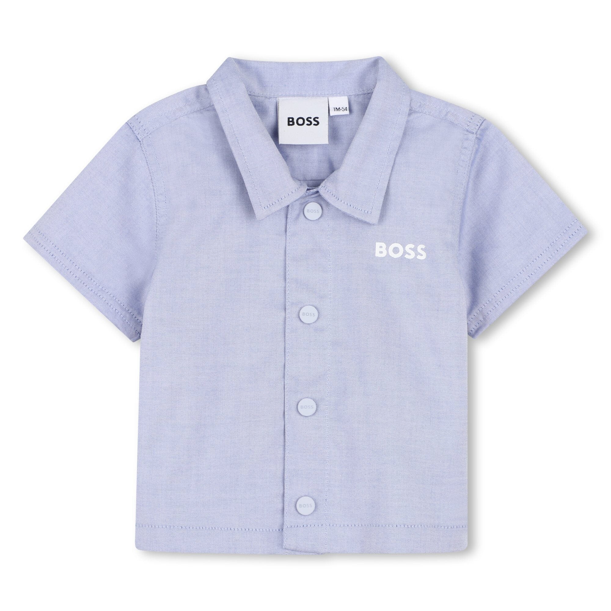 BOSS Baby – Hemd & Shorts Set – Baumwolle, hellblau, Geschenkbox Baby Kombination BOSS