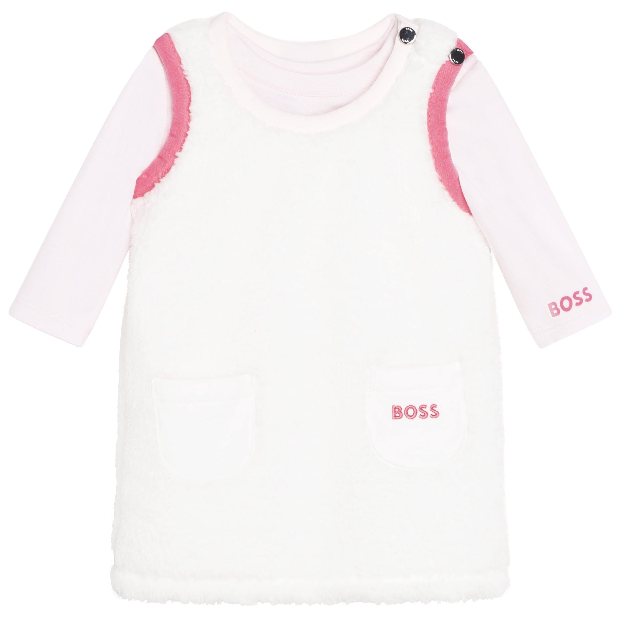 HUGO BOSS Baby Set Langarmshirt mit Kleid aus Shearling-Imitat Langarmshirt Boss