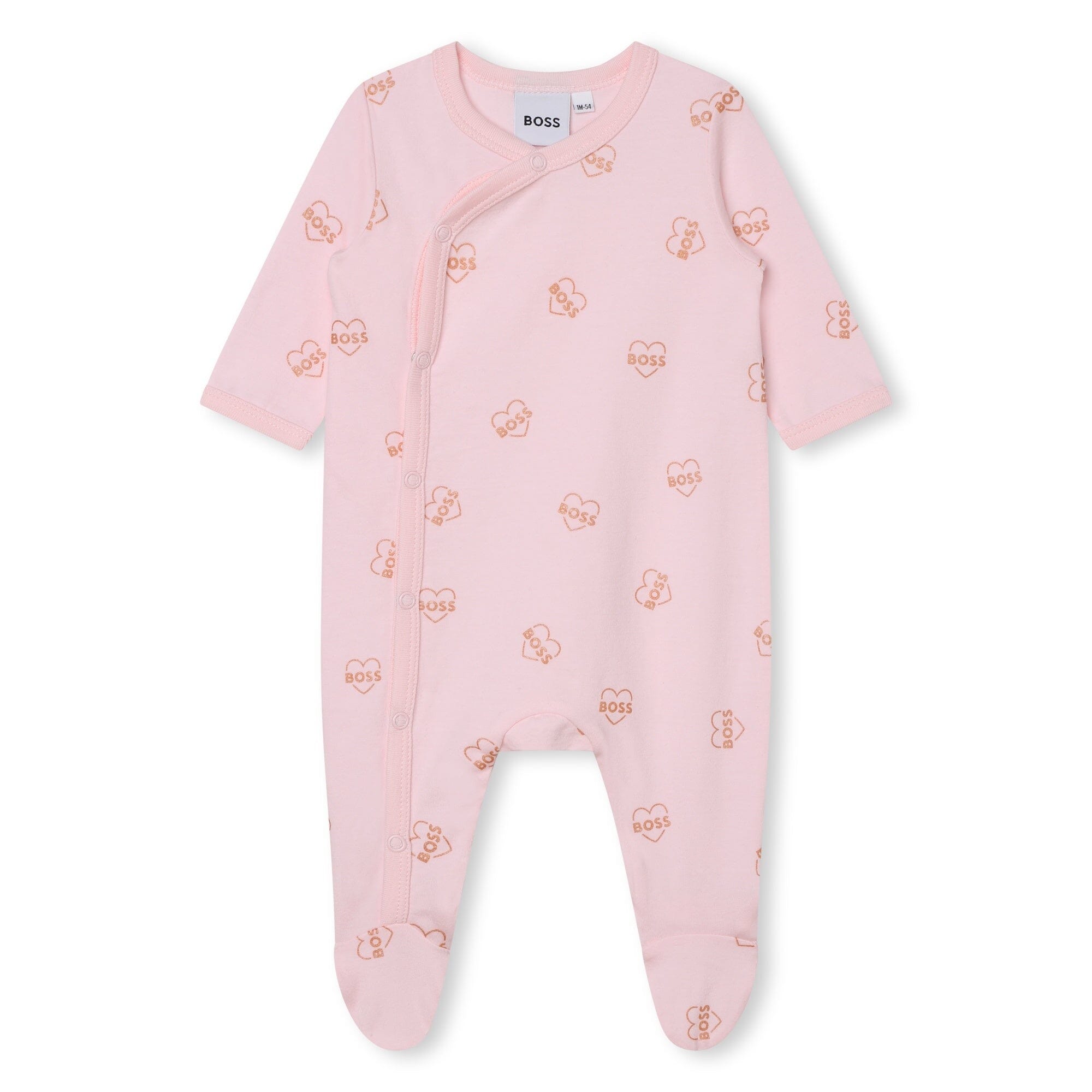 BOSS Baby Kombination Strampler mit Mütze 2 teilig in rosa mit Herzmotiv Baby Kombinationen Boss