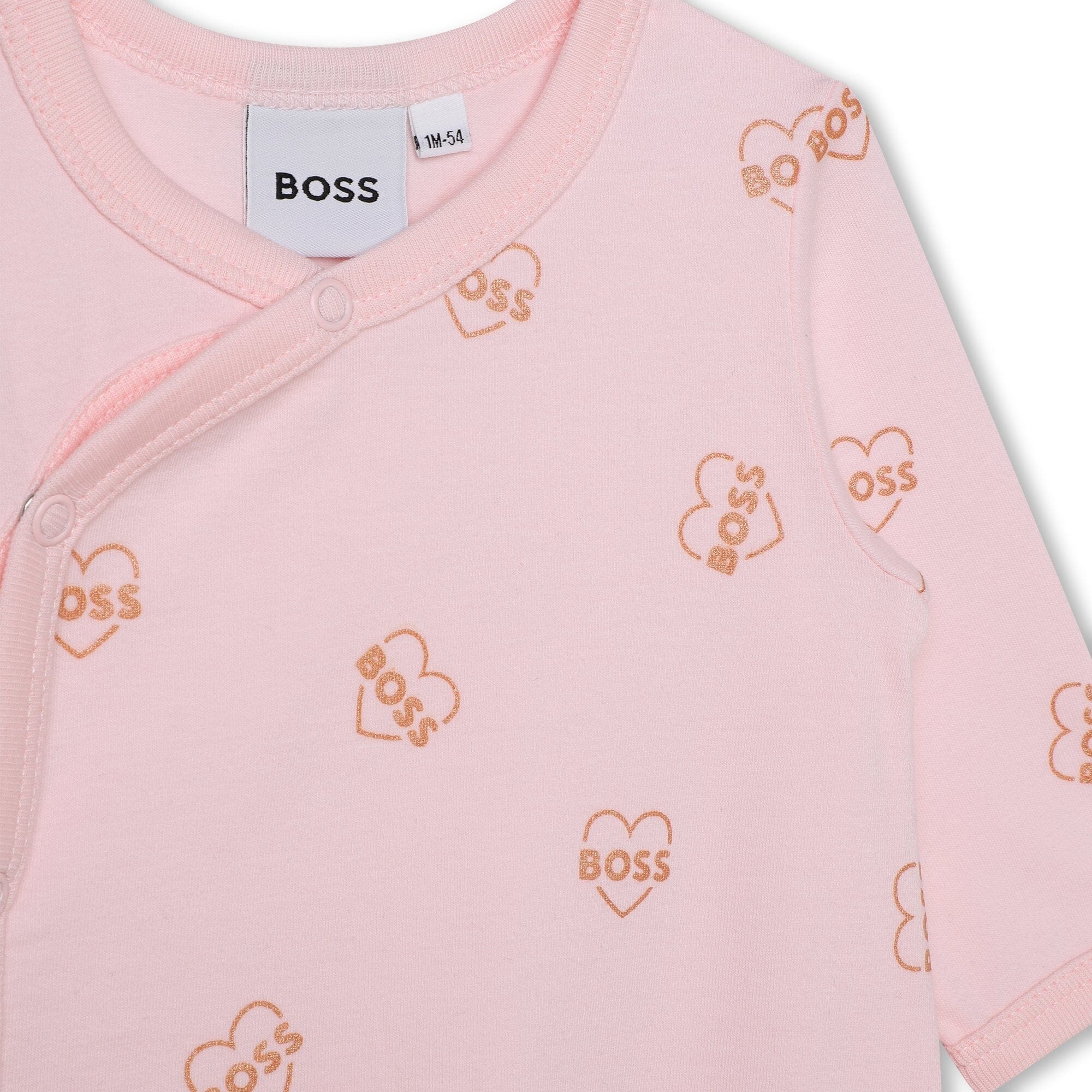 BOSS Baby Kombination Strampler mit Mütze 2 teilig in rosa mit Herzmotiv Baby Kombinationen Boss