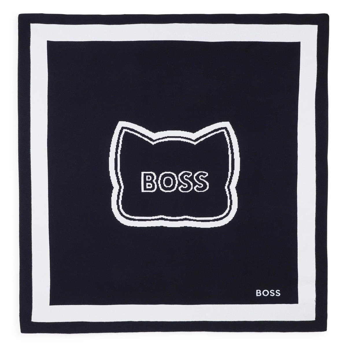 BOSS Baby Wendedecke Savanna Kuscheliger Strick in Marineblau und Hellblau Babydecke Boss Kidswear