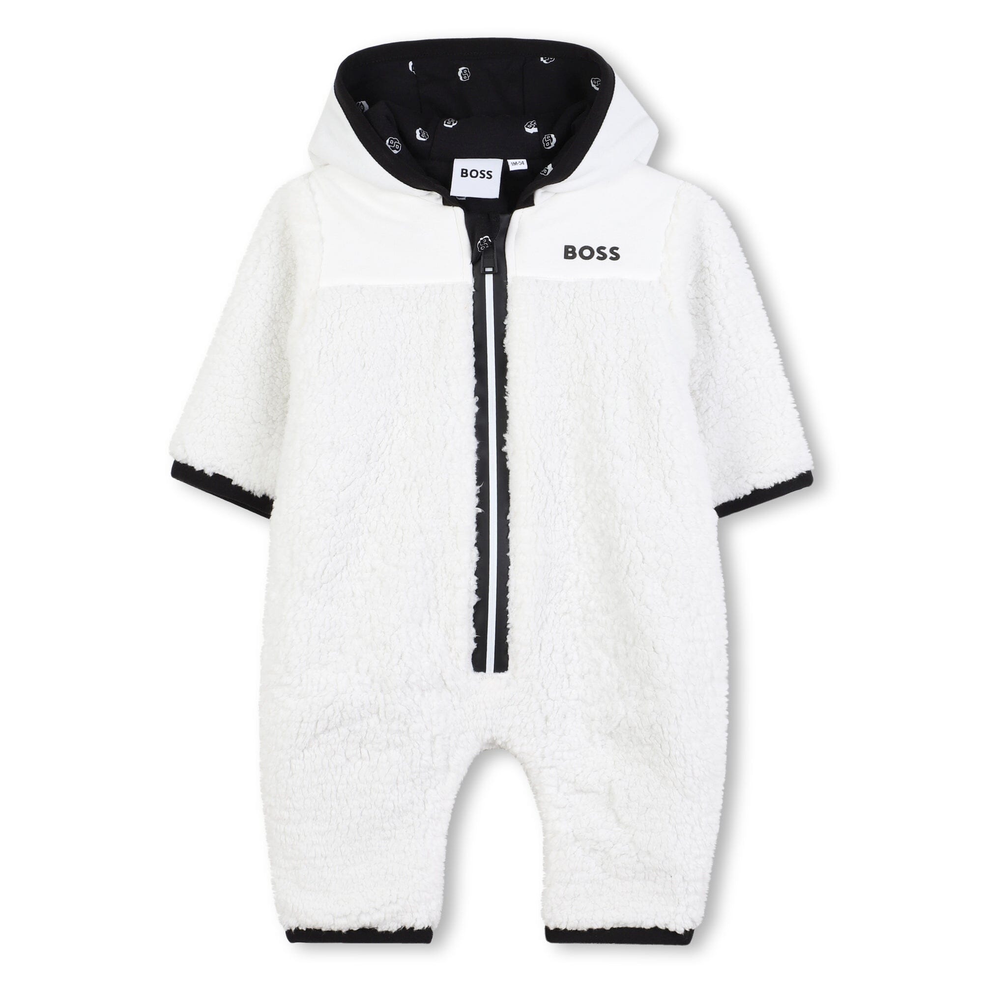 BOSS Baby Winter-Overall im Materialmix-gebrochenes Weiß Strampler Boss 3 Monate ( 56-62)