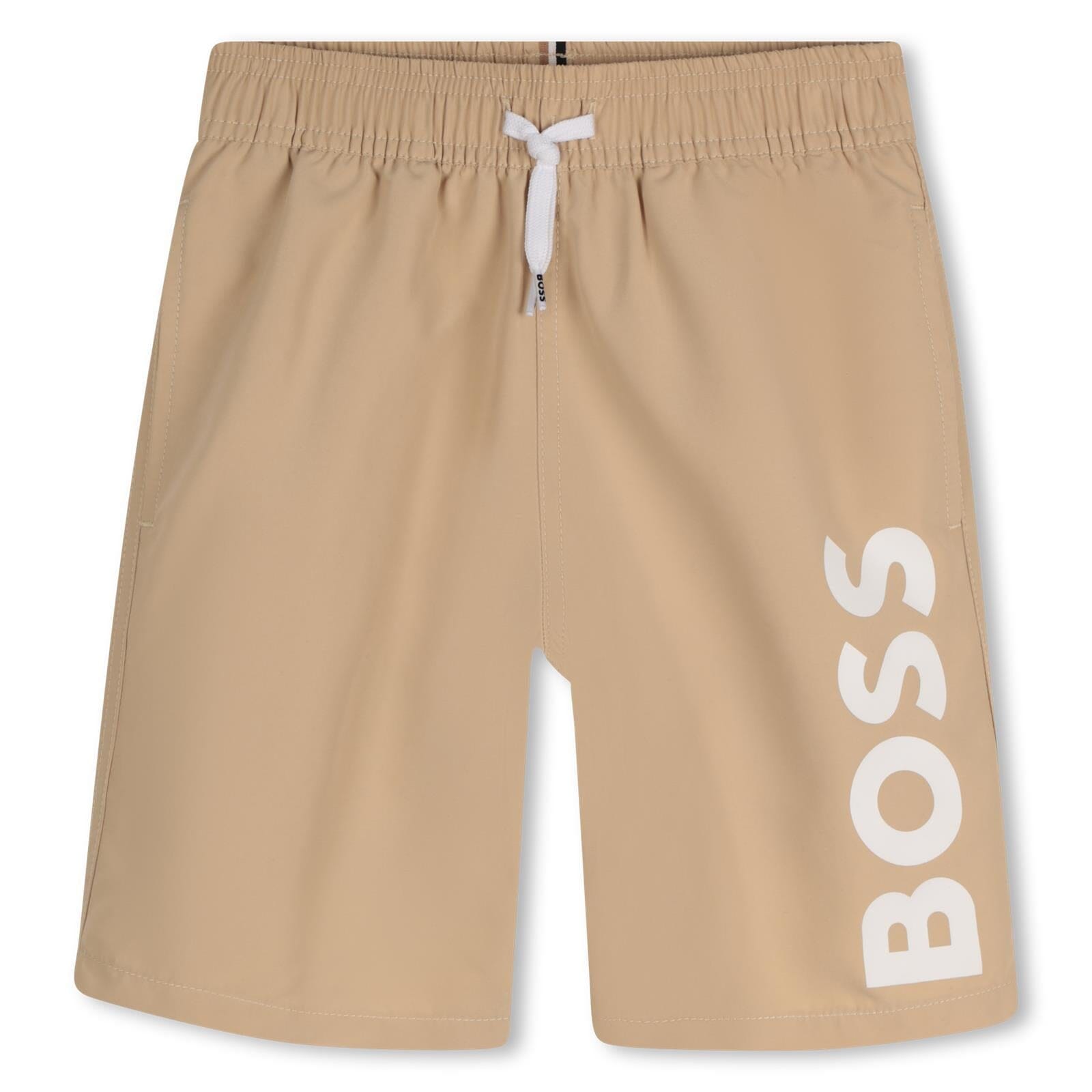 BOSS Badeshorts in der Farbe Beige / Stone mit Logoprint Badehose Boss