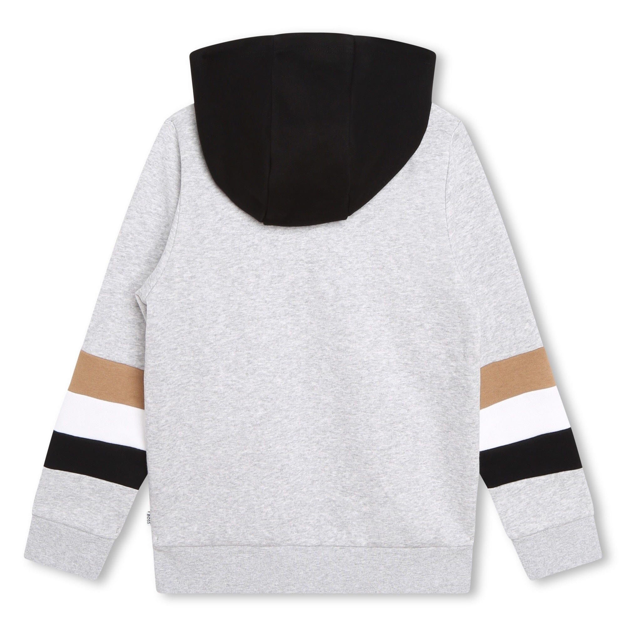 BOSS Kids Trainingsjacke Hoodie grau mit schwarz/weiß/braunen Ärmeln Hoodie Boss