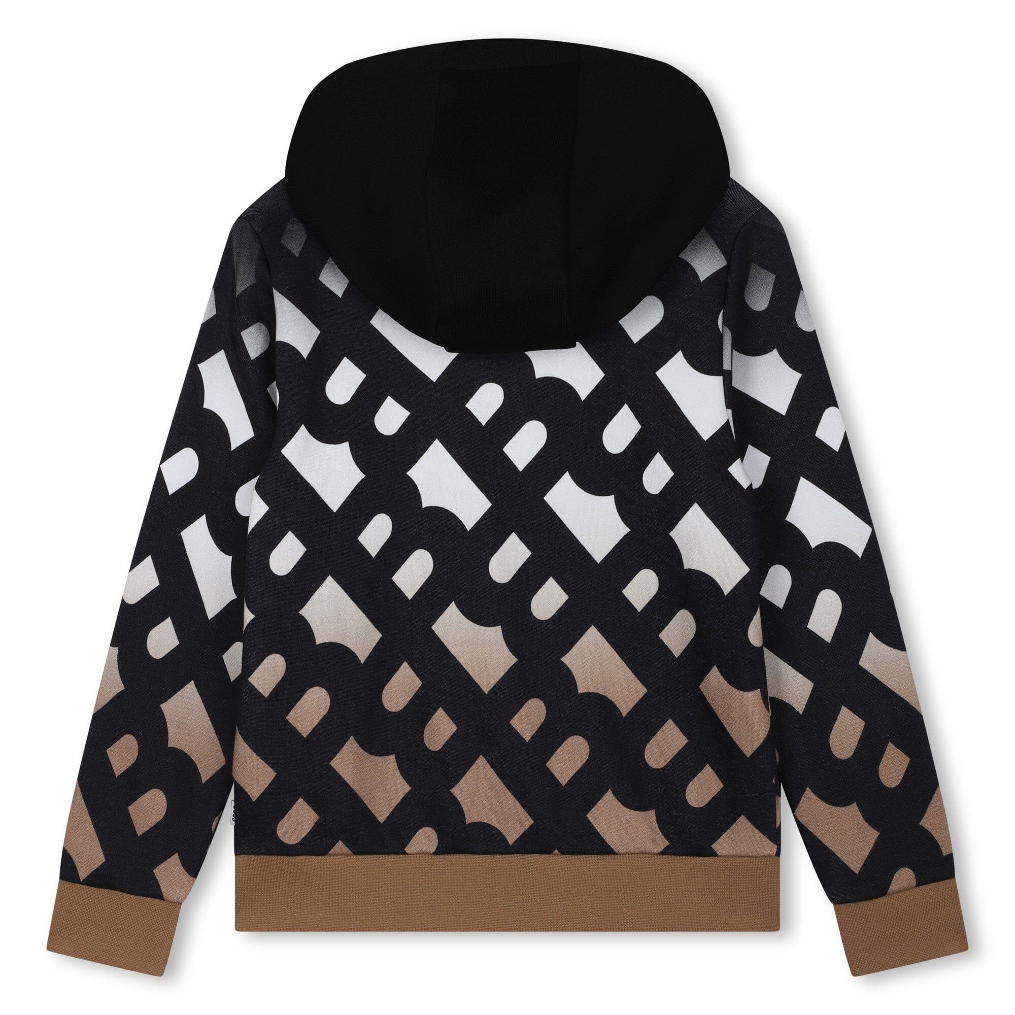 BOSS Kapuzen-Sweatshirt allover Print schwarz / weiß / braun Hoodie Boss