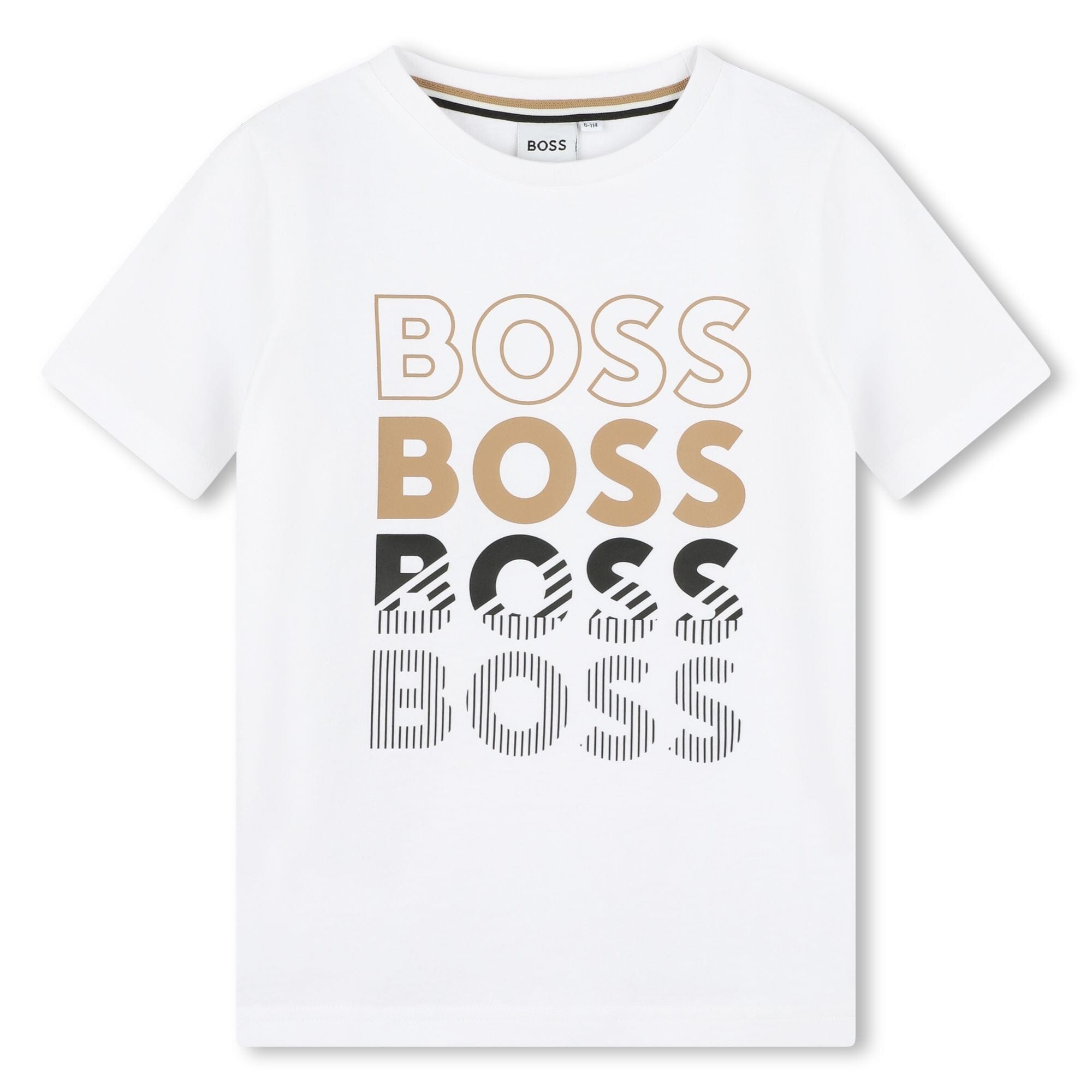 BOSS Kids Kurzarm T-Shirt weiß mit großem Logo-Print T-Shirt Boss
