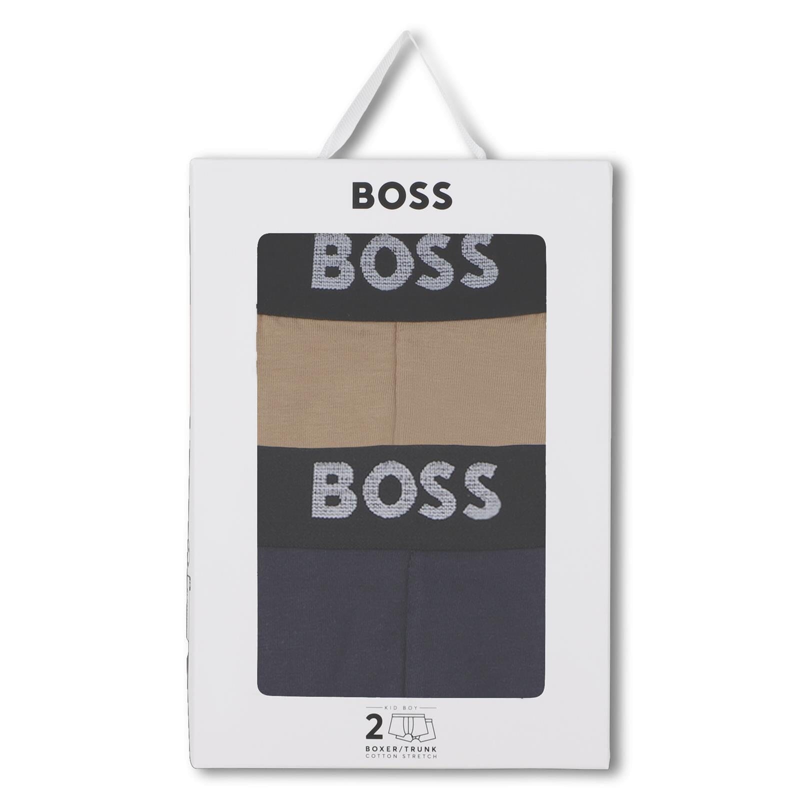 BOSS Kids – 2er-Pack Boxershorts aus Jersey, Marine/Sand Unterwäsche Boss
