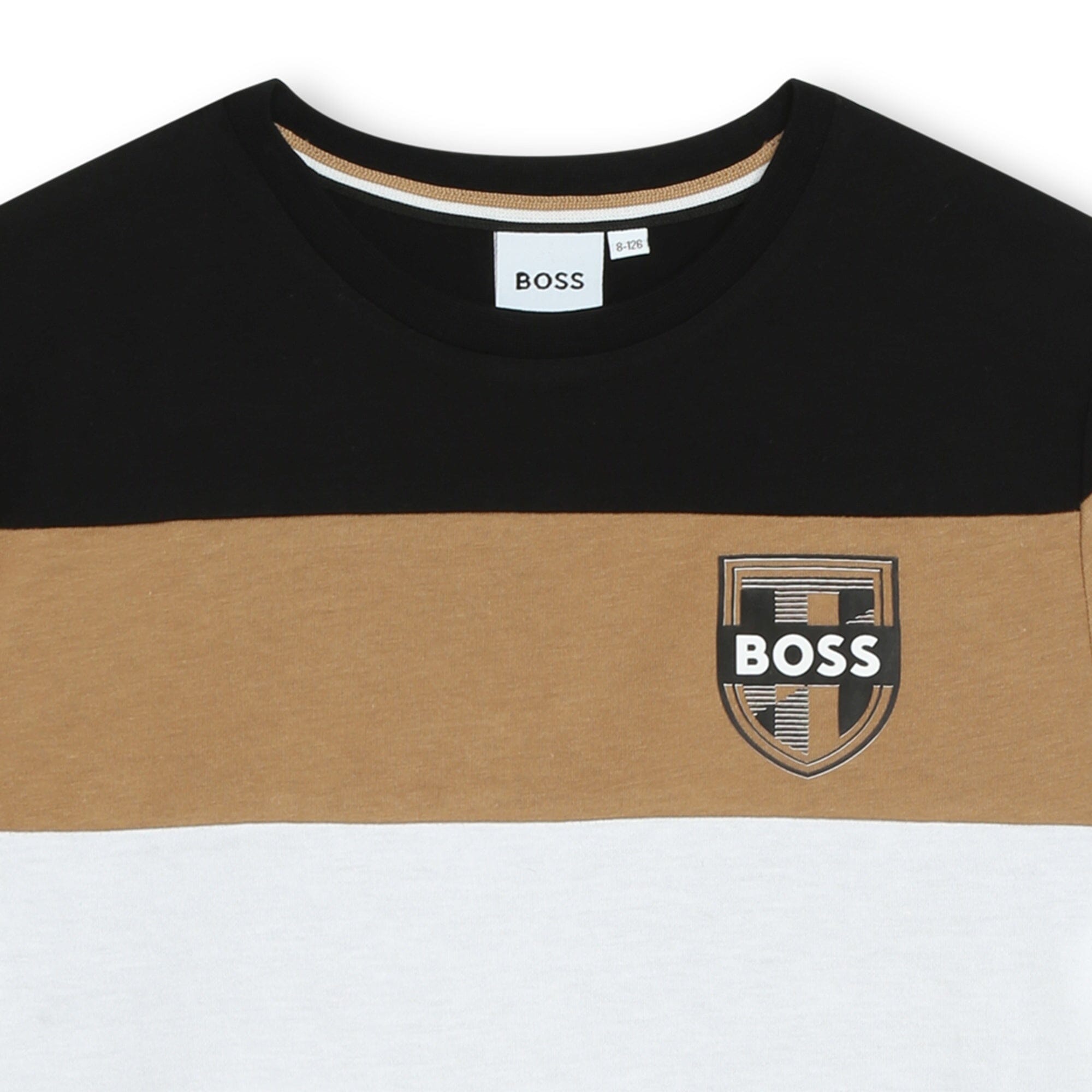 BOSS Kids Kurzarm T-Shirt Farbblock mehrfarbig mit Logo T-Shirt Boss