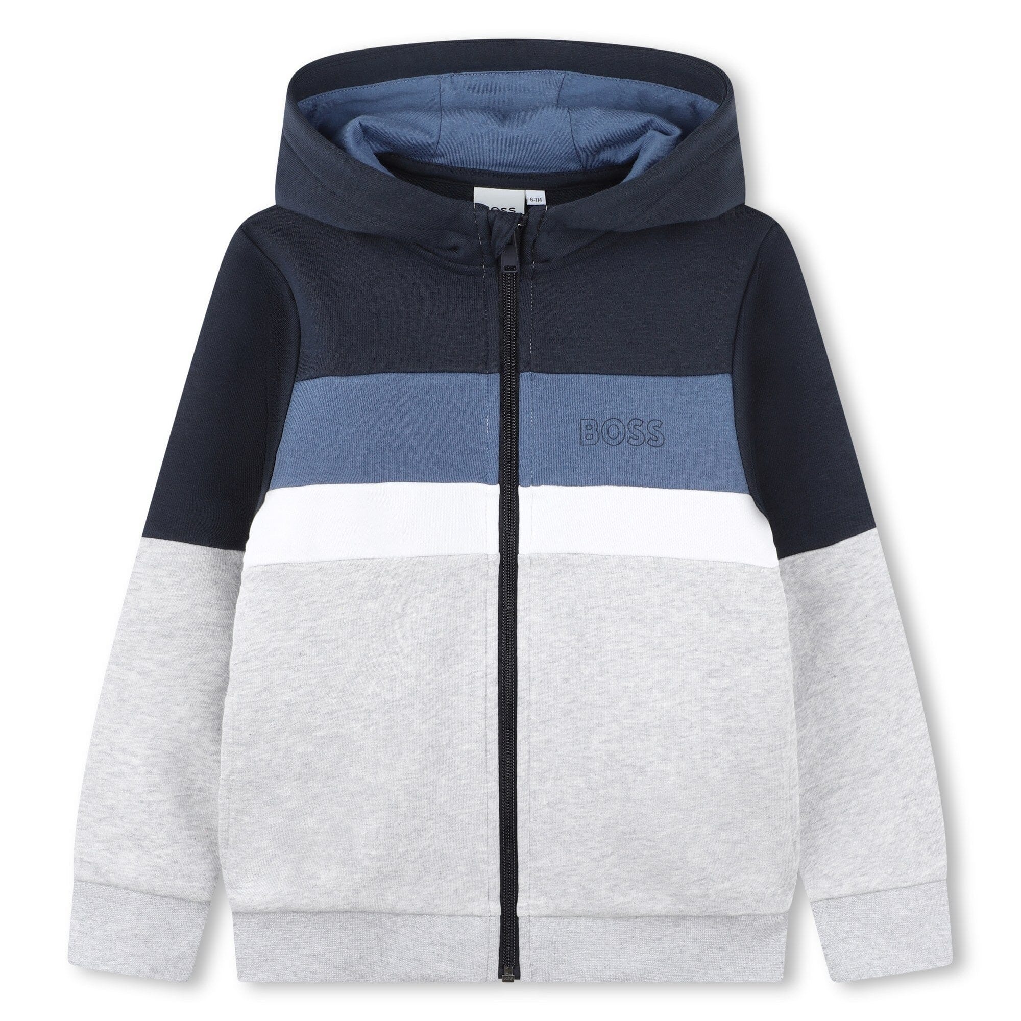 BOSS Kids Sweatjacke mit Blockstreifen und Kapuze Hoodie Boss