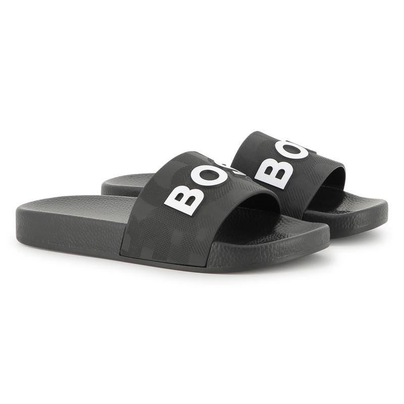 BOSS Kids Slides „Signierte Folien“ – Schwarz Sandalen BOSS 34