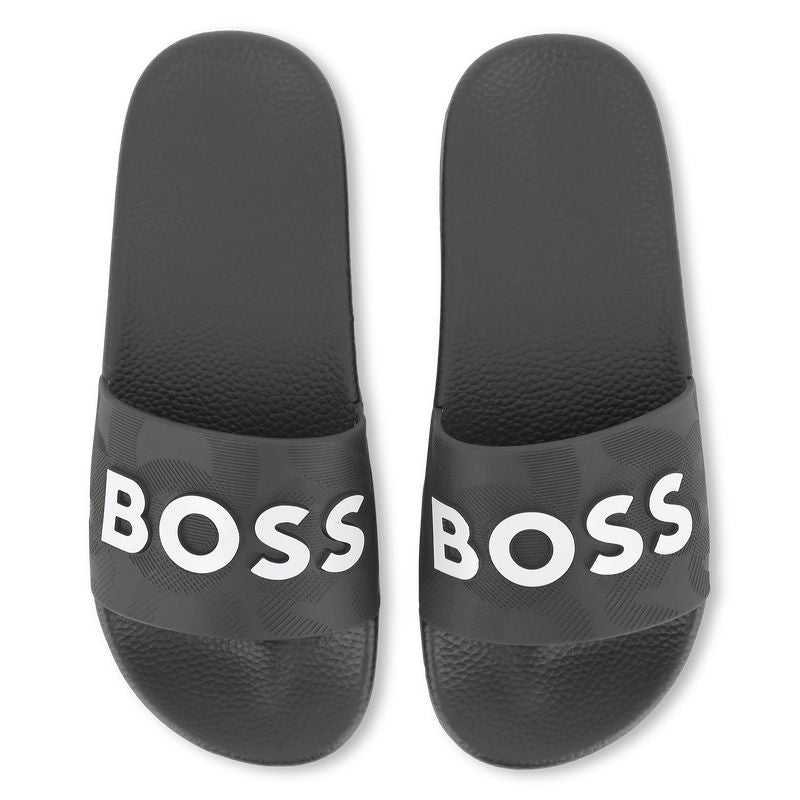 BOSS Kids Slides „Signierte Folien“ – Schwarz Sandalen BOSS