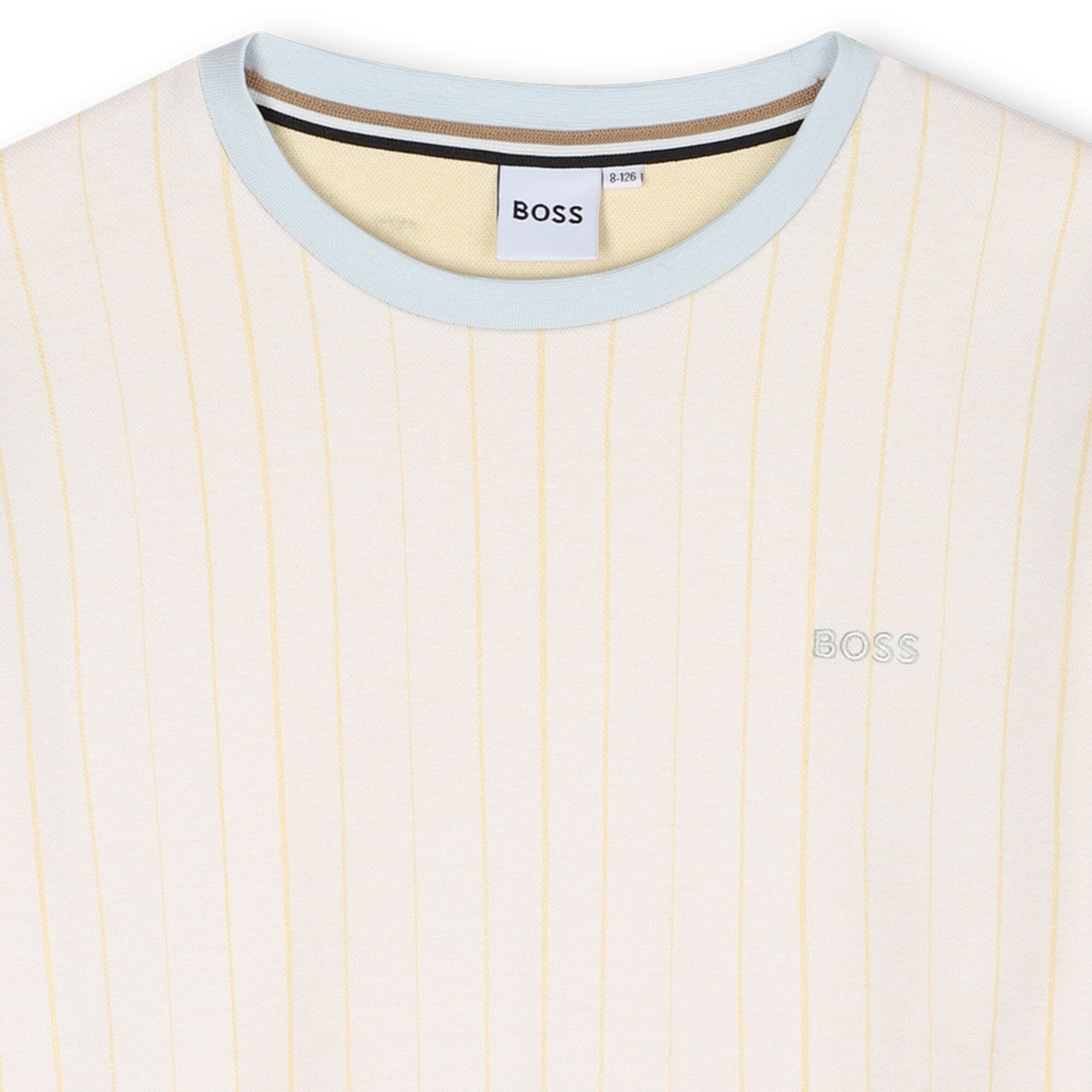 BOSS Kids T-Shirt mit Streifen & Logo weiß T-Shirt Boss