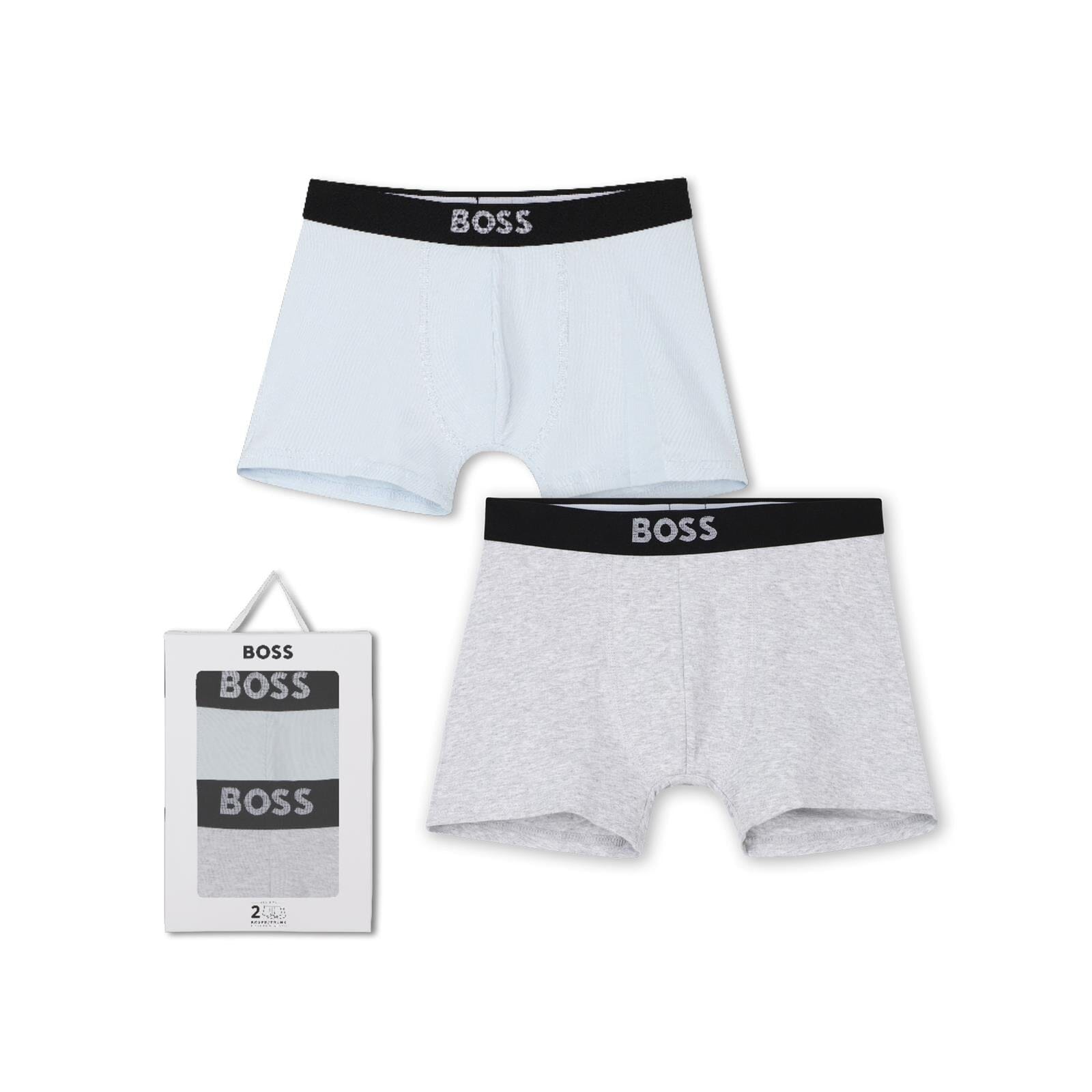 BOSS Kidswear – 2er-Pack Boxershorts aus Jersey, Meliertes Grau Unterwäsche Boss 8 Jahre ( 122-128 )