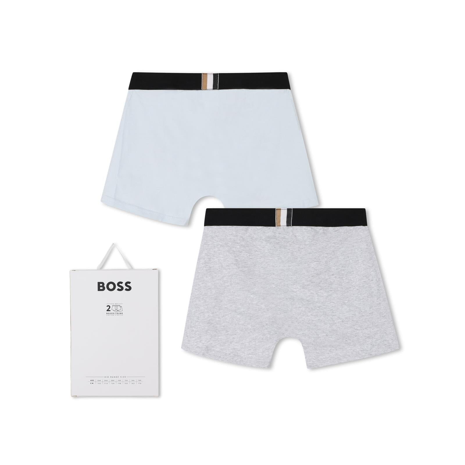 BOSS Kidswear – 2er-Pack Boxershorts aus Jersey, Meliertes Grau Unterwäsche Boss