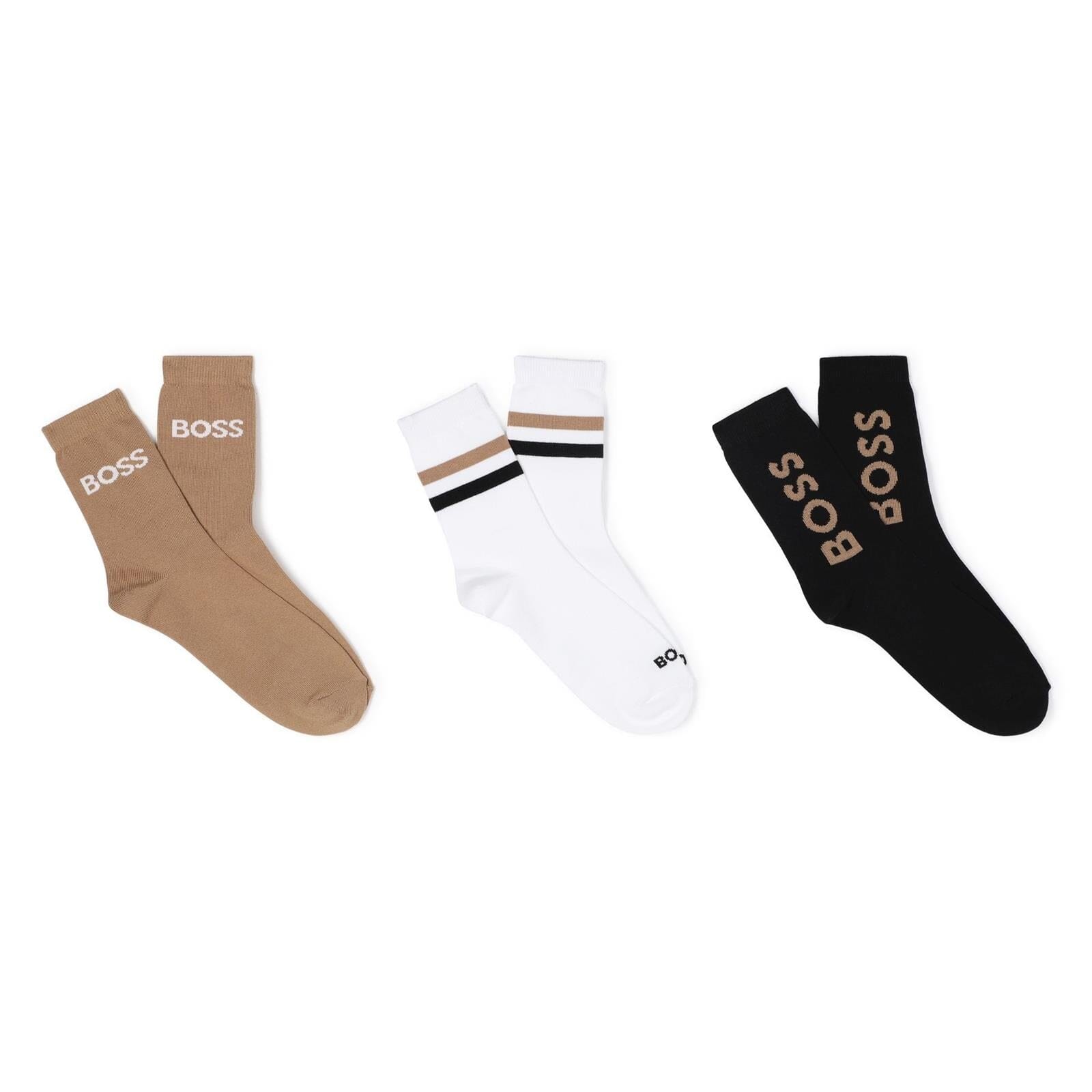 BOSS Kidswear – 3er-Pack Socken Schwarz Weiß Braun Socken Boss 31 / 32