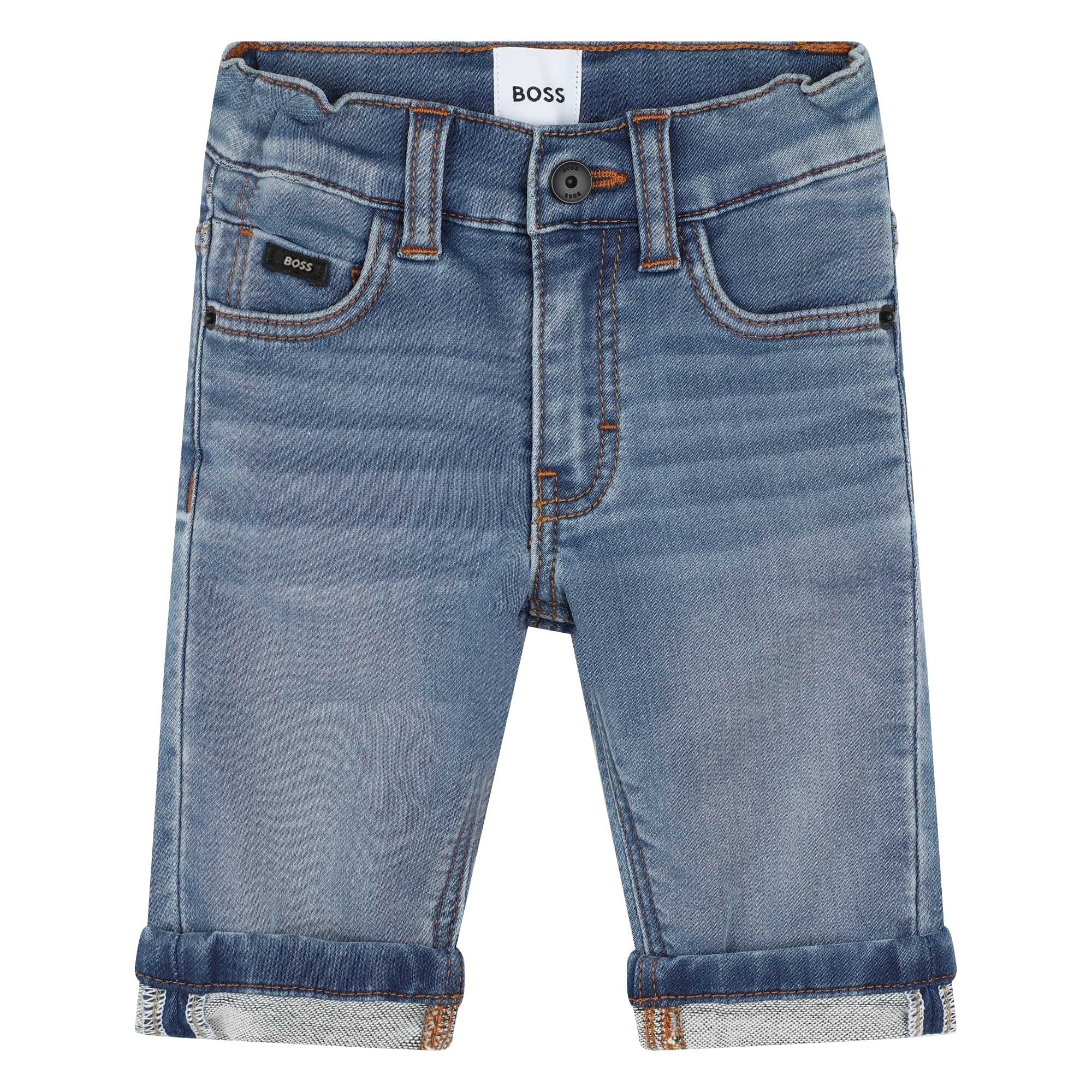 BOSS Kidswear Jeans blau Logo ausgewaschen cool modern Jeans Boss