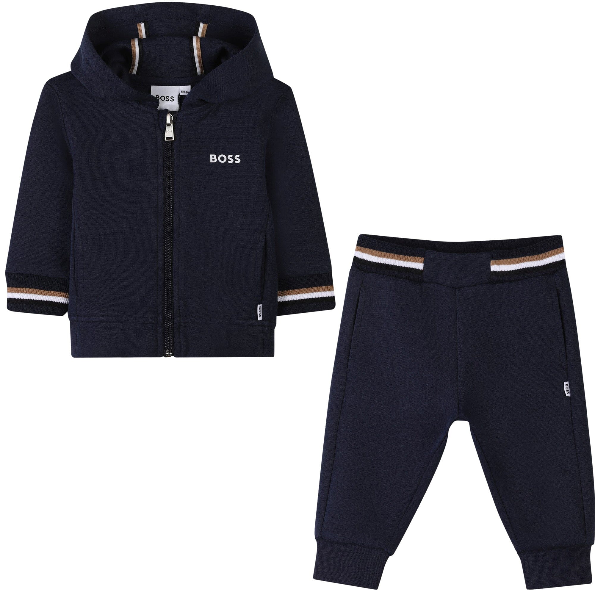 BOSS Baby Jogginganzug navy mit weiß/braunen Streifen Baby Kombination Boss