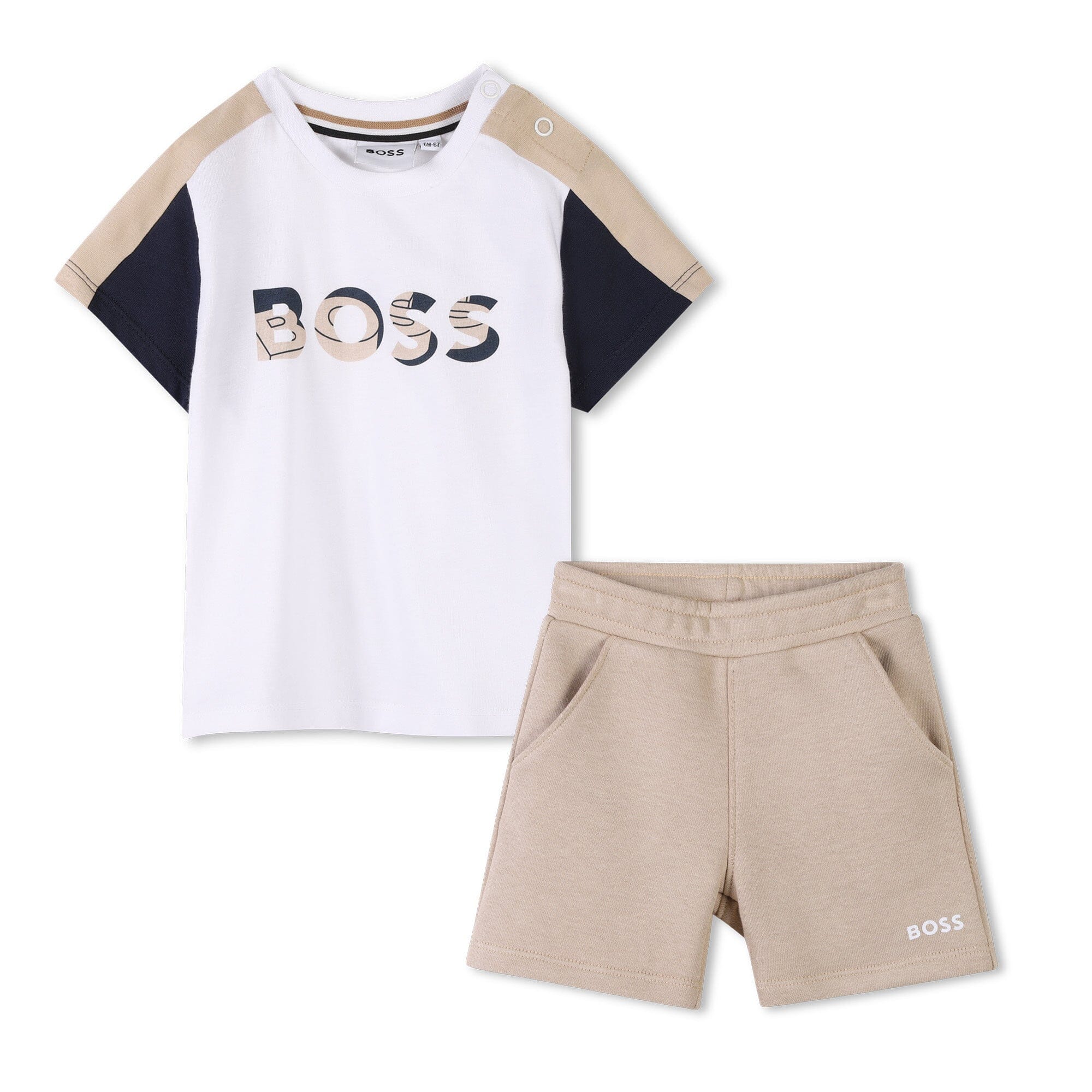 BOSS Baby sommerliches Set mit Shirts und Shorts in weiß / cookie Baby Kombination Boss