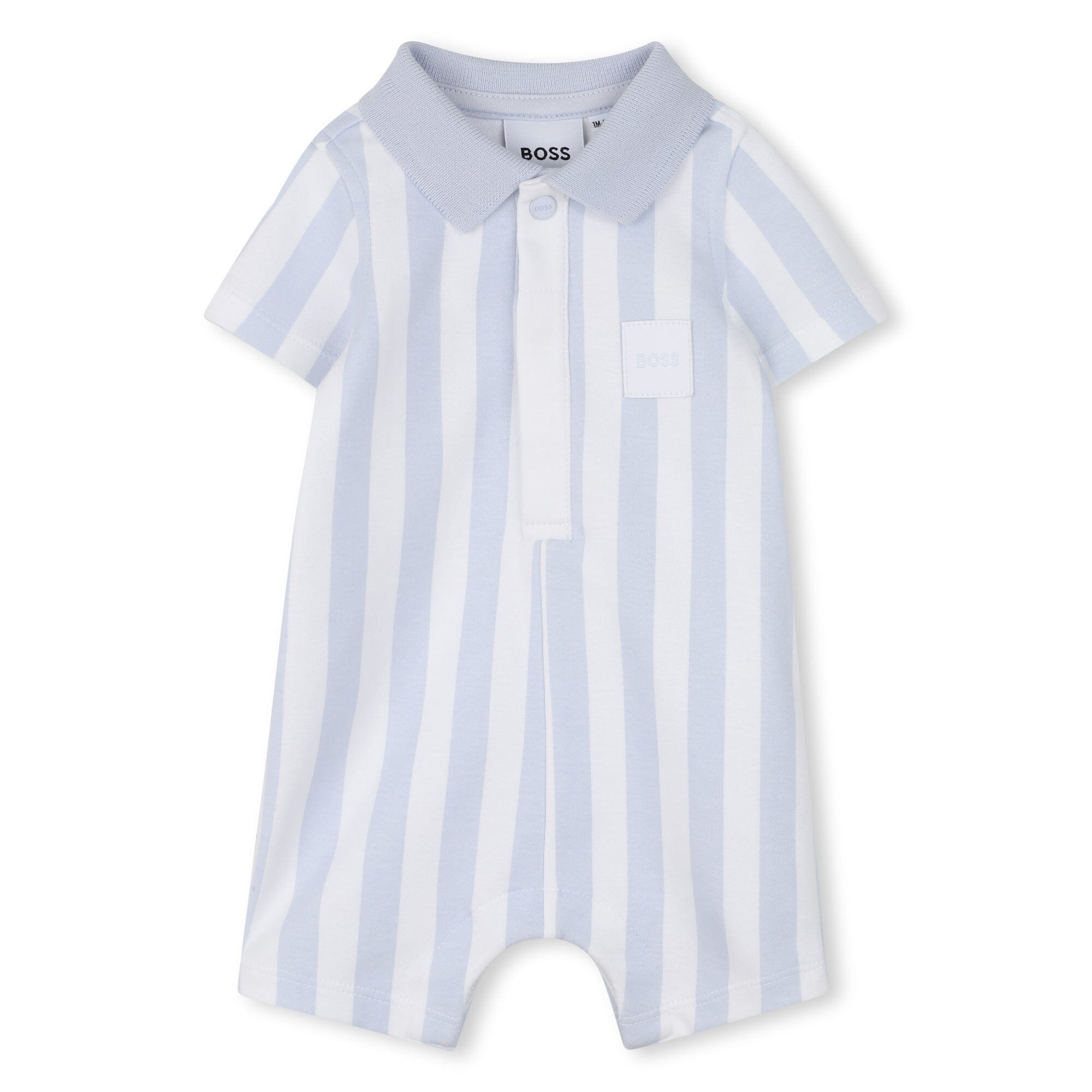 BOSS Kidswear Baby Playsuit „Himmelblau“ – gestreift mit Kragen & Druckknöpfen Strampler BOSS