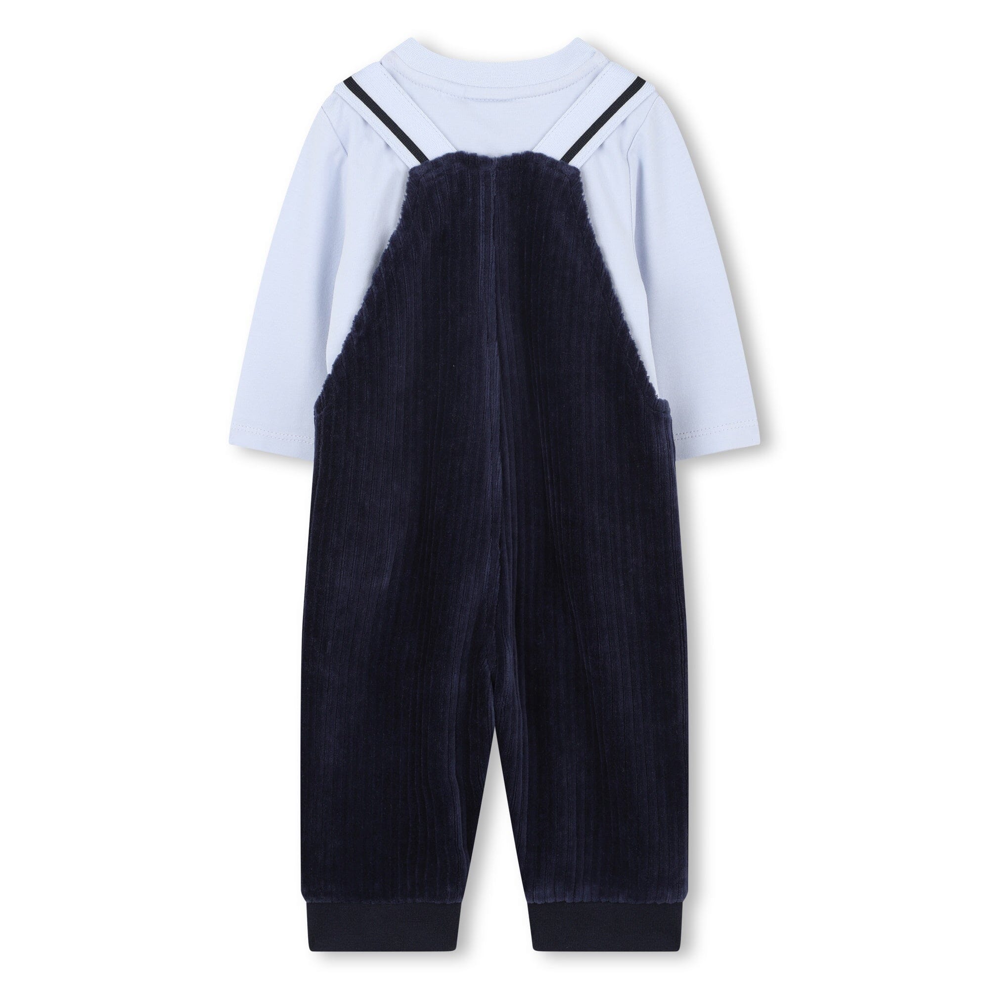 BOSS Kidswear Baby Set Overall aus Samt & T-Shirt in Marinein Geschenkbox Baby Kombination Boss Kidswear