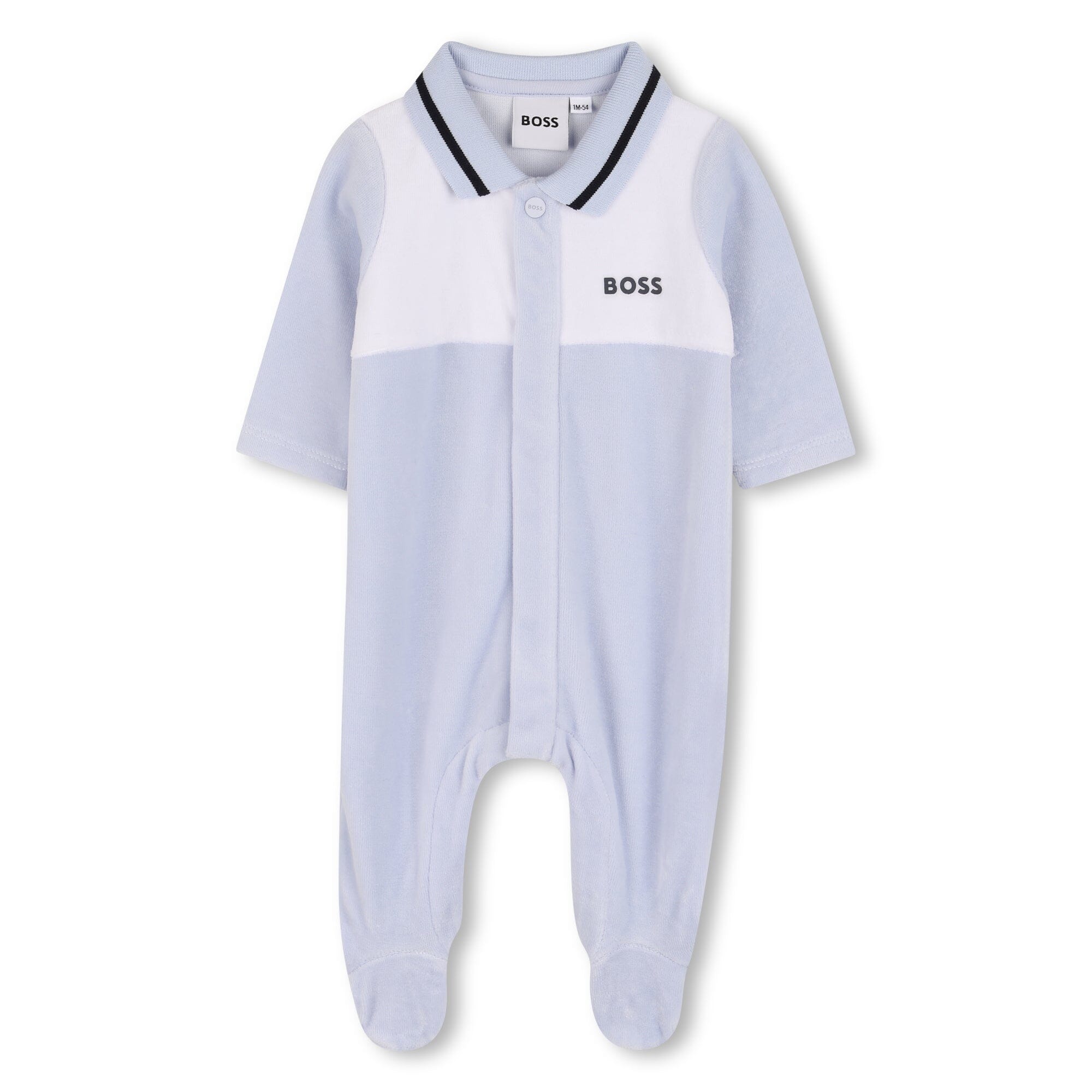 BOSS Kidswear Baby Strampler hellblau Bio-Baumwolle in Geschenkbox Samtig weich Strampler Boss Kidswear 3 Monate ( 56-62)