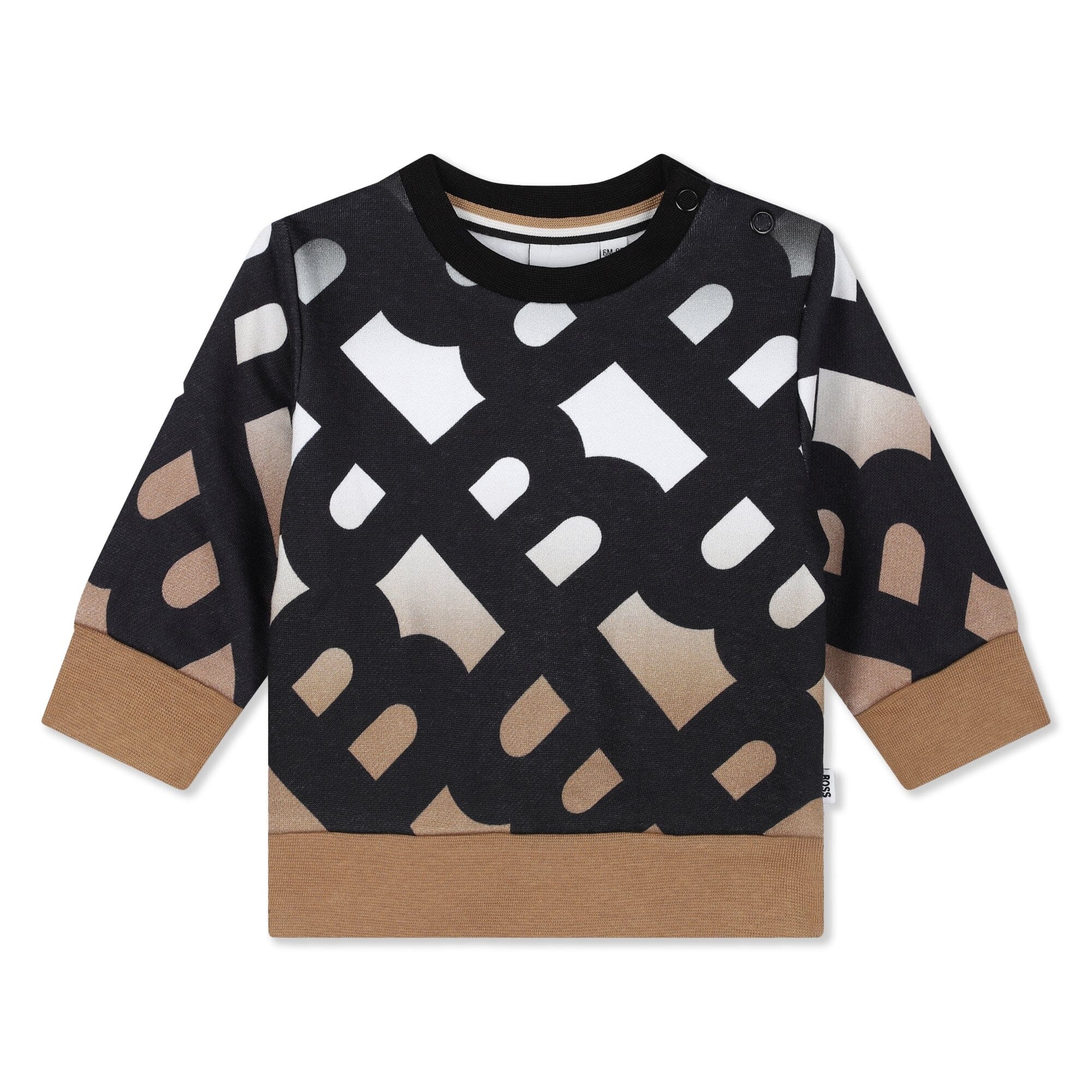 BOSS Kidswear Sweatshirt allover Logo Print braun schwarz weiß Sweatshirt Boss