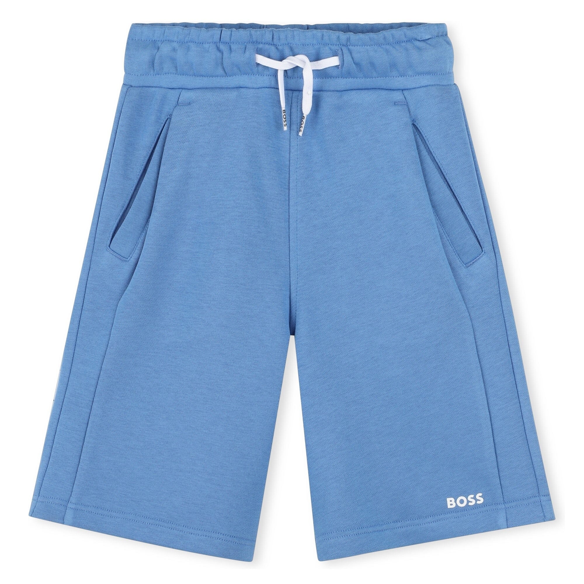 BOSS Bermuda Shorts blau mit weißen Akzenten und Seitentaschen Shorts Boss