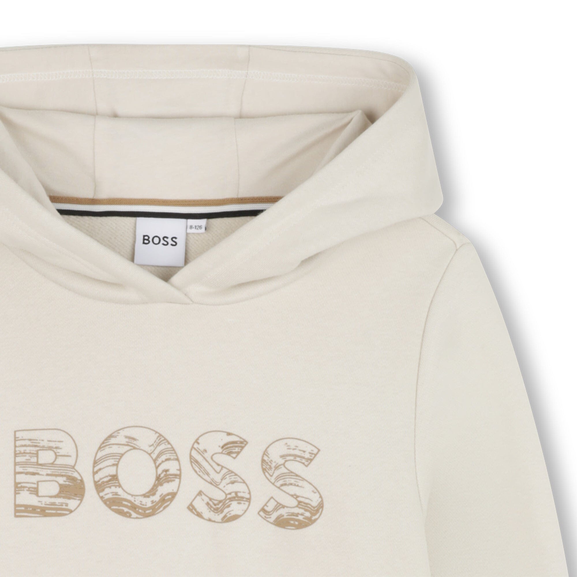 BOSS Kidswear Hoodie Hellbeige mit geprägtem Logo-Print Hoodie Boss Kidswear
