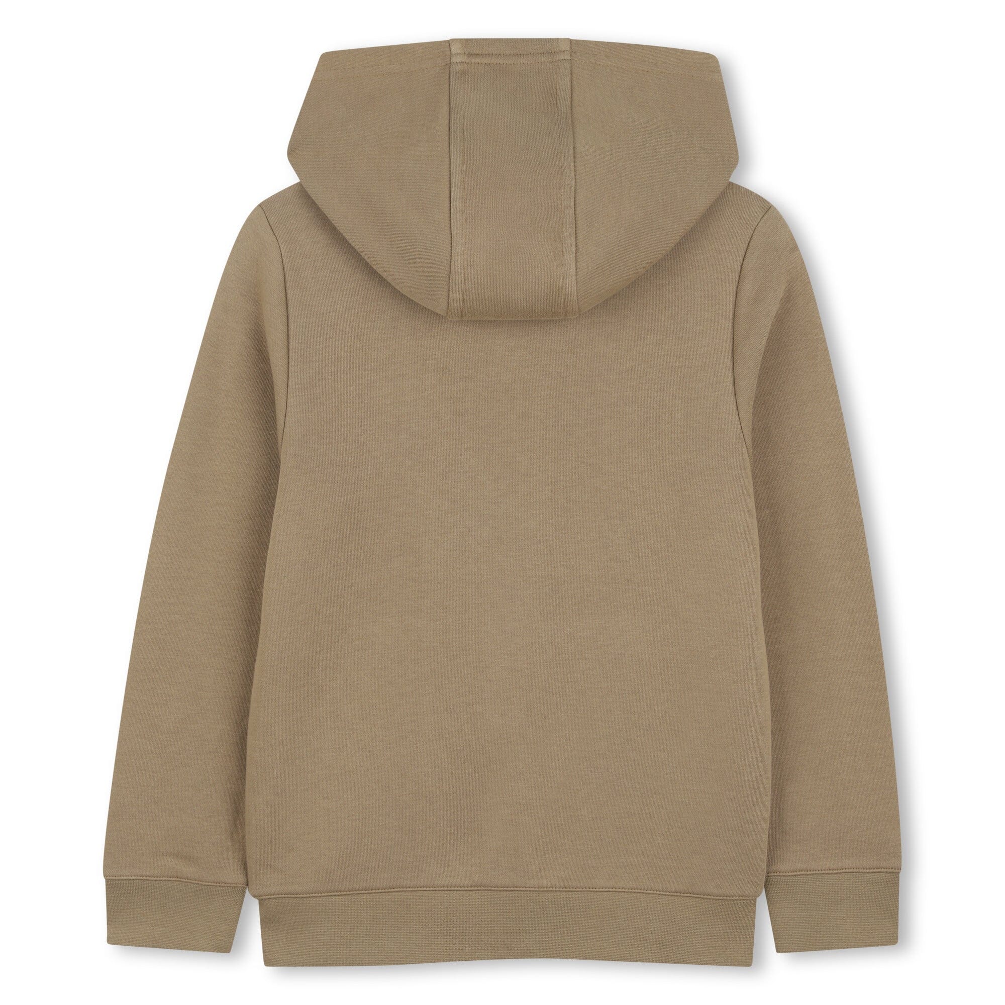 BOSS Kidswear Kapuzenpullover mit Reißverschluss „Dunkel Beige“ – Logo-Patch Hoodie BOSS
