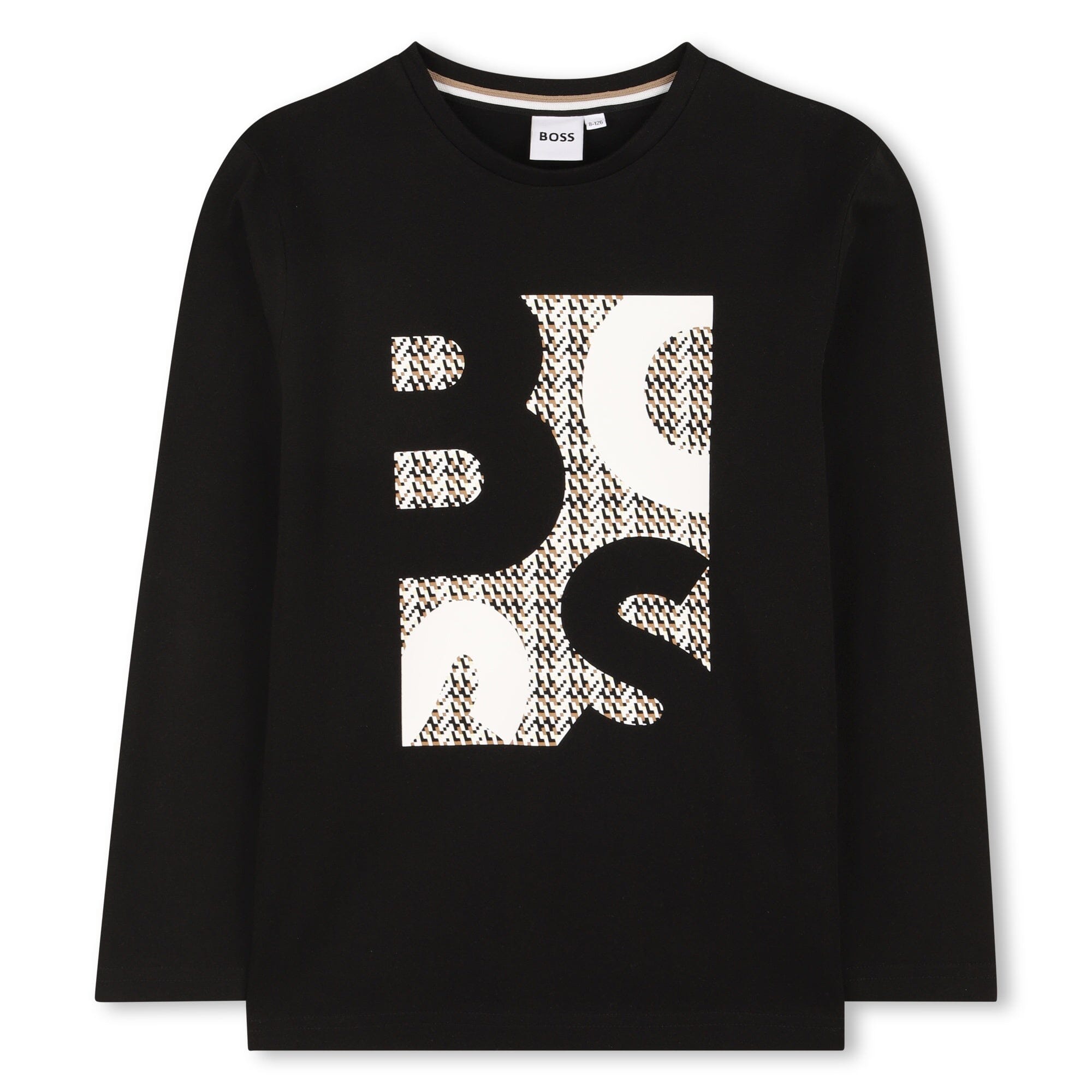 BOSS Kidswear Langarmshirt Schwarz mit Print Mini Me Style Langarmshirt Boss Kidswear 8 Jahre ( 122-128 )