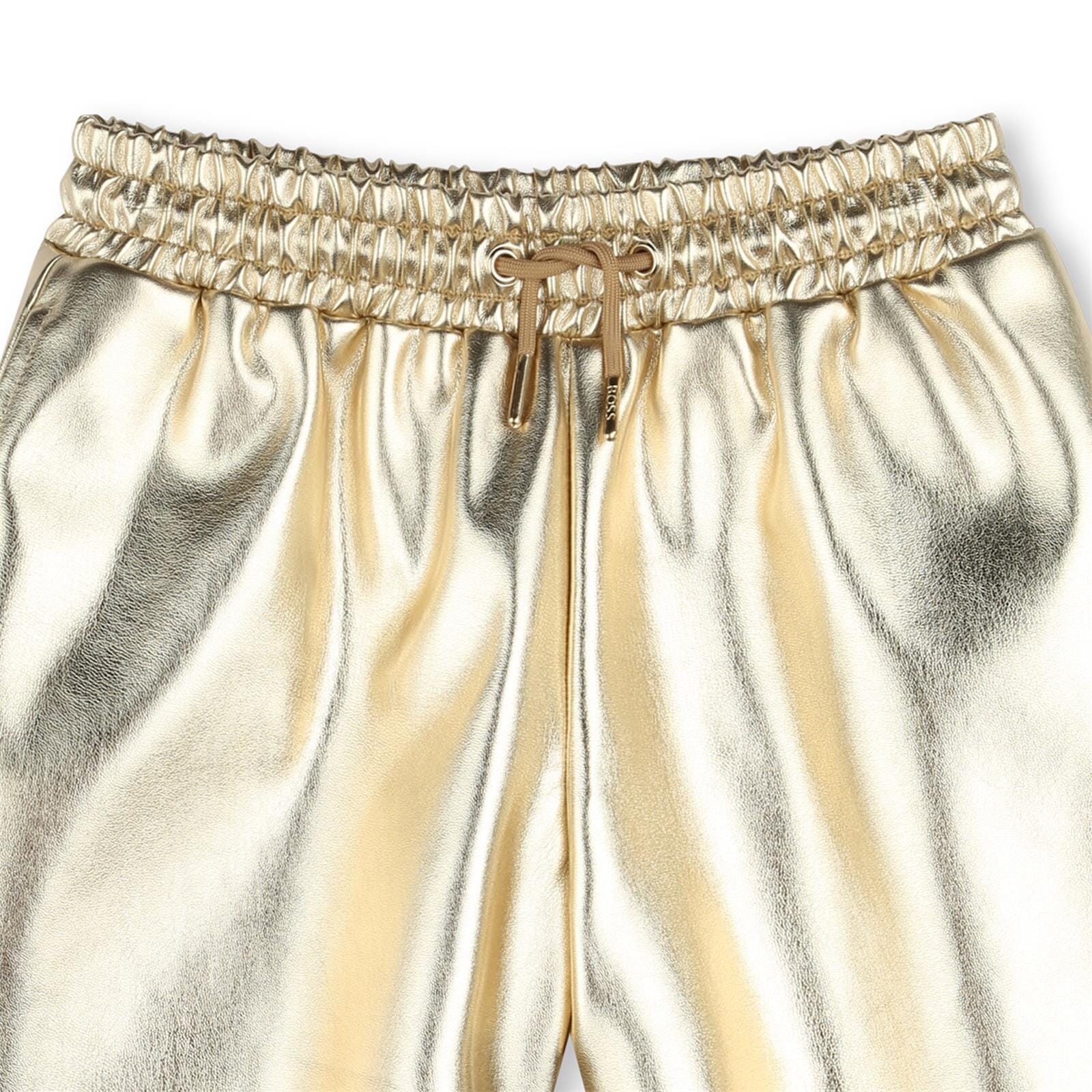 BOSS Kidswear – Shorts aus Kunstleder Hellgold Badehose Boss Kidswear