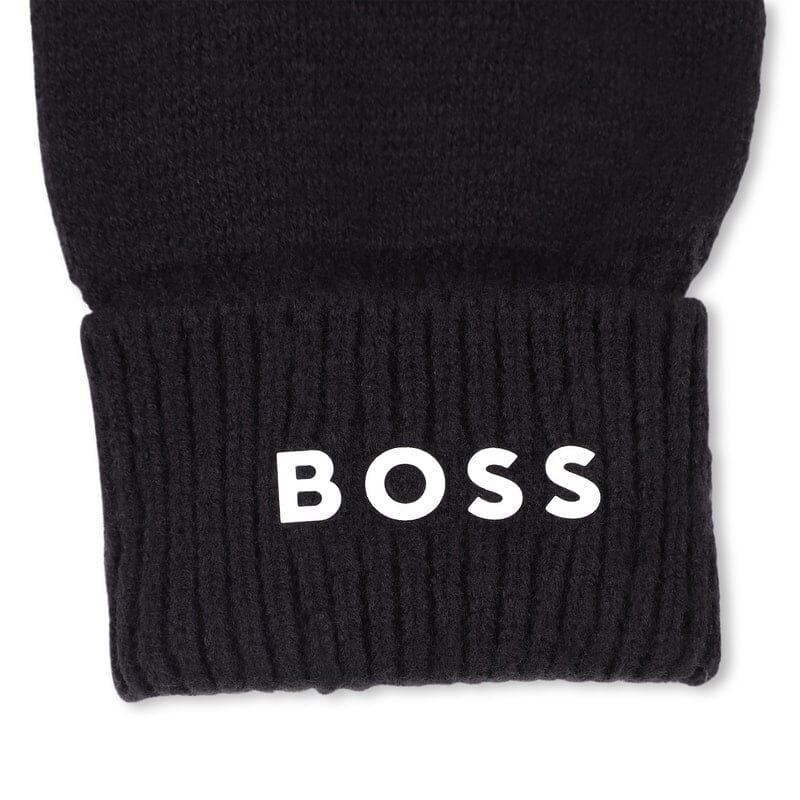 BOSS Kidswear Strickhandschuhe „Logo Cuff“ – Schwarz Handschuhe BOSS