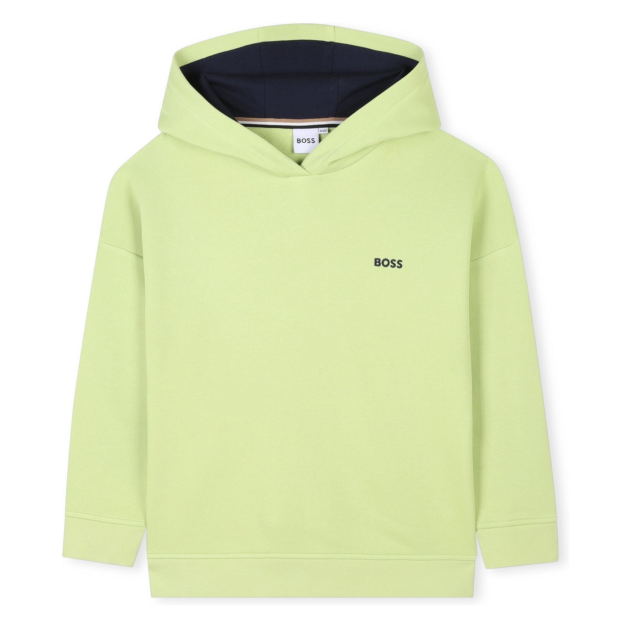 BOSS Kapuzensweatshirt mit dezentem aufgesticktem Logo in blau und sommerlichem Rückenprint Hoodie Boss