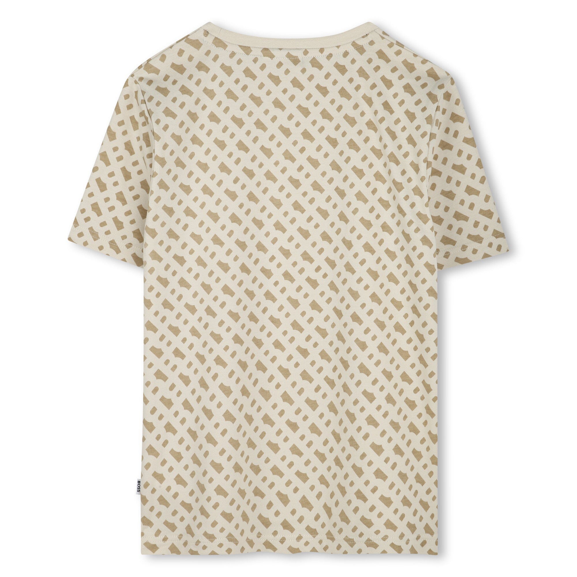 BOSS T-Shirt für Jungen – Mini Me Kurzarmshirt in Beige mit Allover-Monogramm T-Shirt Boss