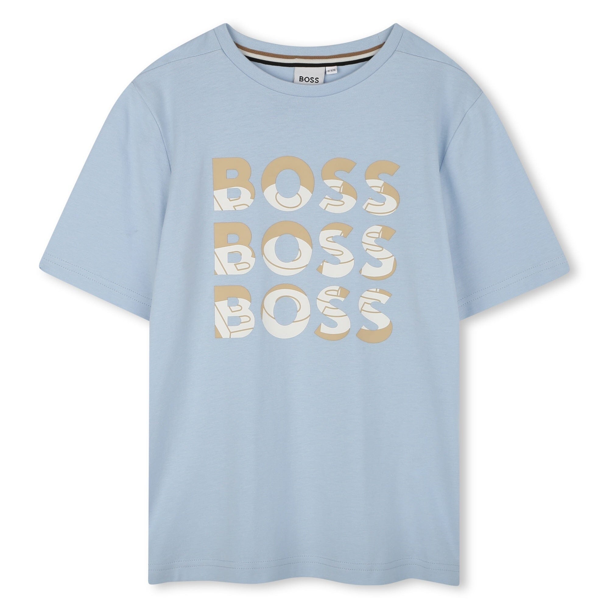 BOSS T-Shirt hellblau mit braun-weißem Farbverlauf T-Shirt Boss