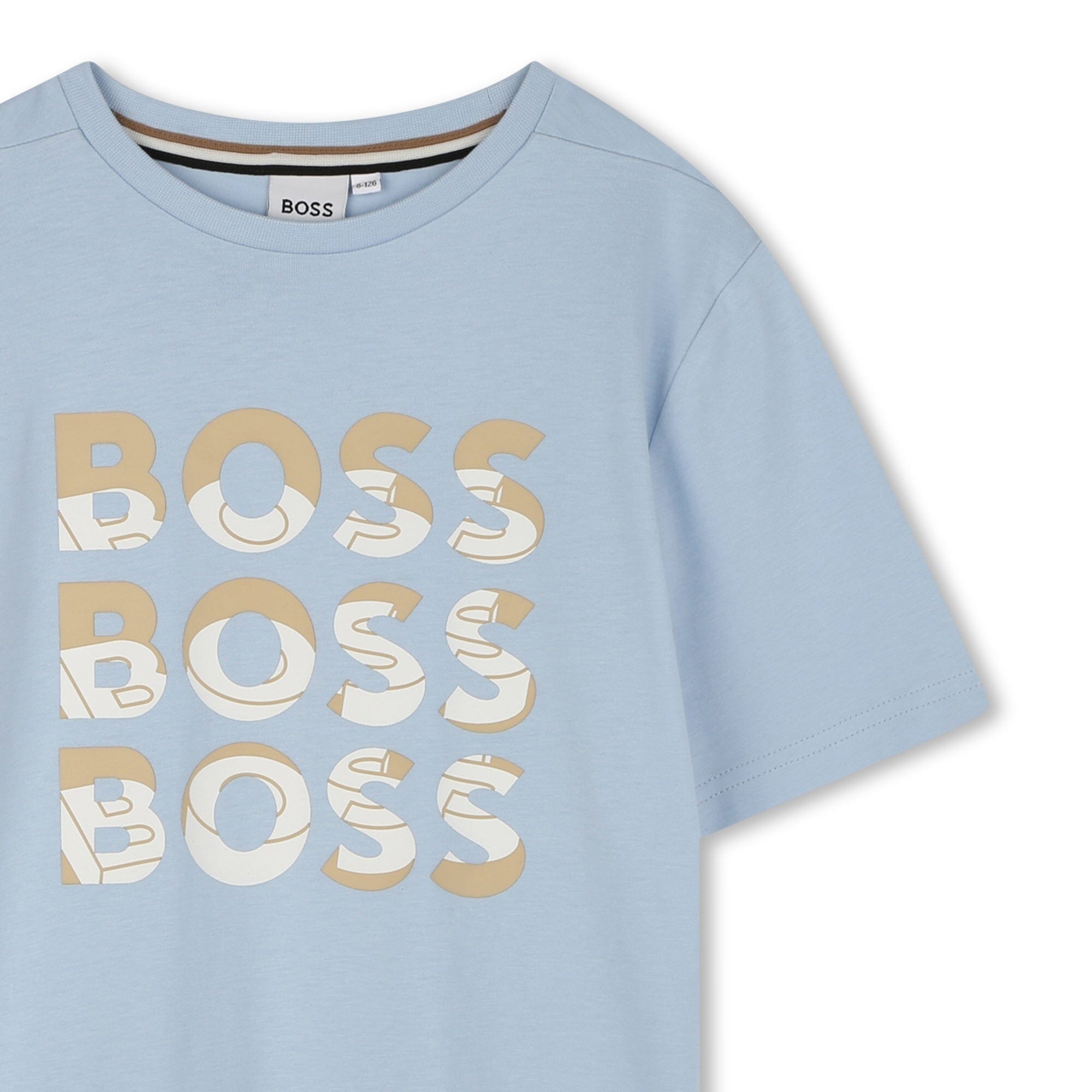 BOSS T-Shirt hellblau mit braun-weißem Farbverlauf T-Shirt Boss
