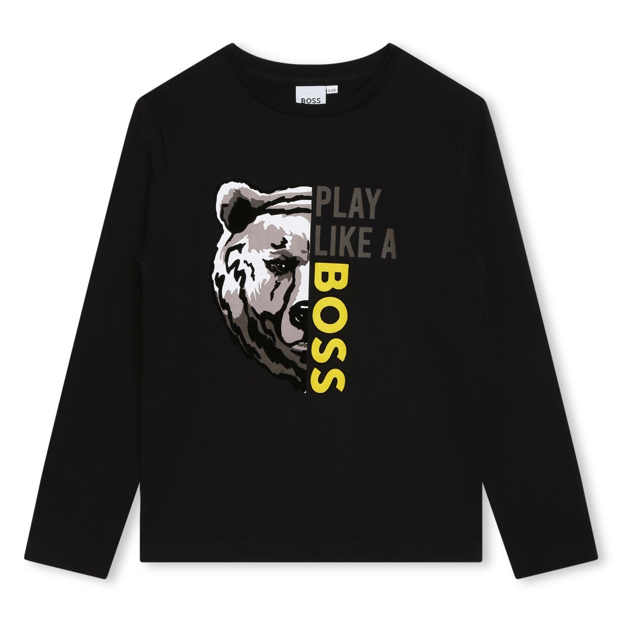 BOSS Kids Langarmshirt in Schwarz mit Bären Print Langarmshirt Boss