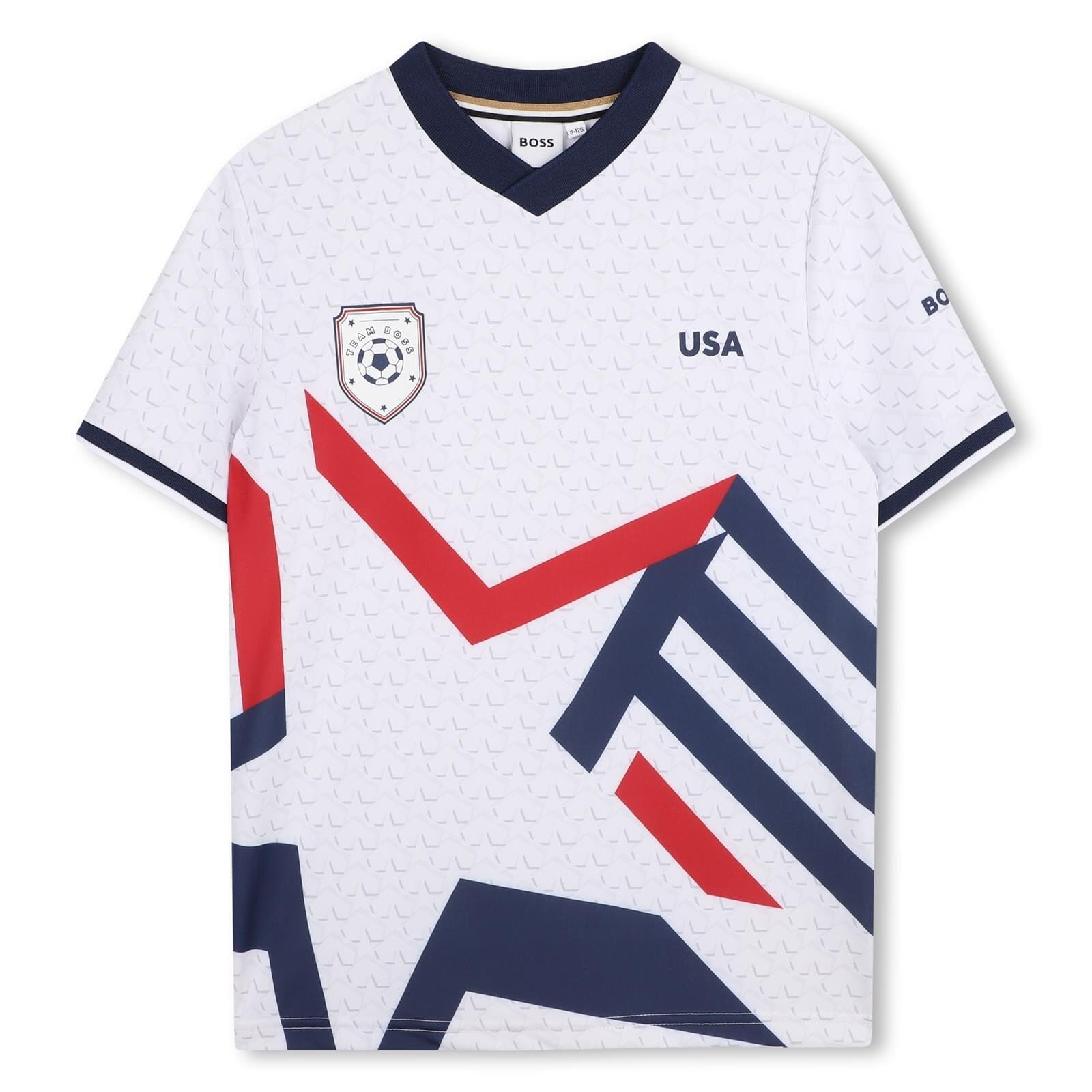 BOSS USA Trikot T-Shirt Weiß Kids und Teenager T-Shirt Boss Kidswear 8 Jahre (122-128)
