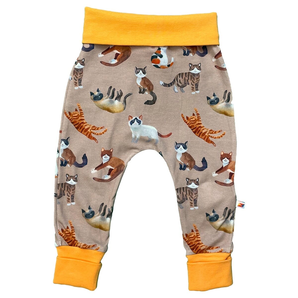CURIOUS STORIES Hose braun mit Katzen allover Print aus Biobaumwolle Hose Curious Stories