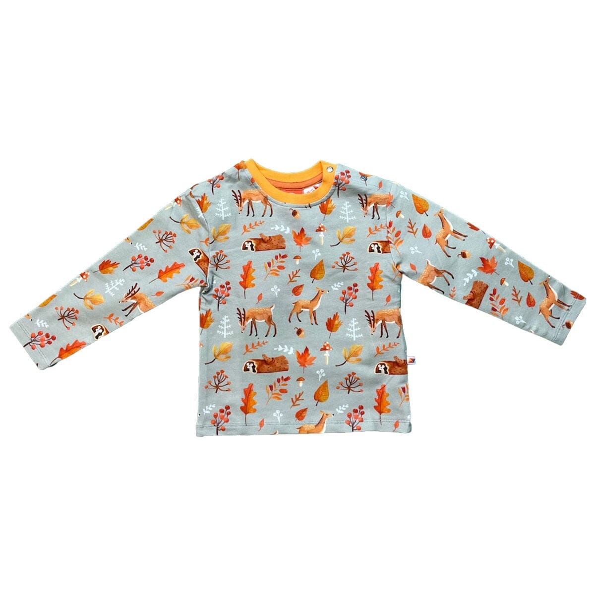 CURIOUS STORIES Langarmshirt khaki mit Waldtiere allover Print aus Biobaumwolle Langarmshirt Curious Stories