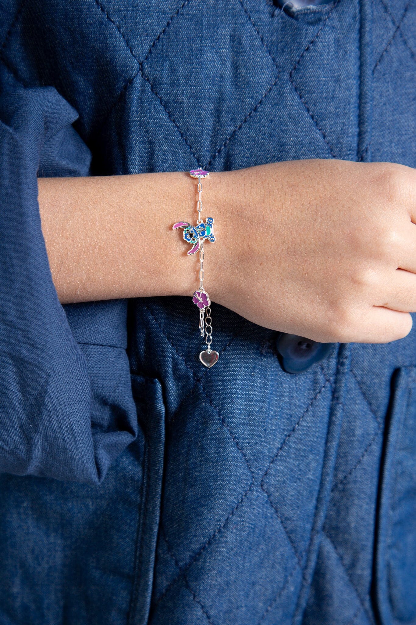 Disney Armband Stitch mit Blumen – Kinderarmband 925 Silber ©DISNEY Armbänder DISNEY