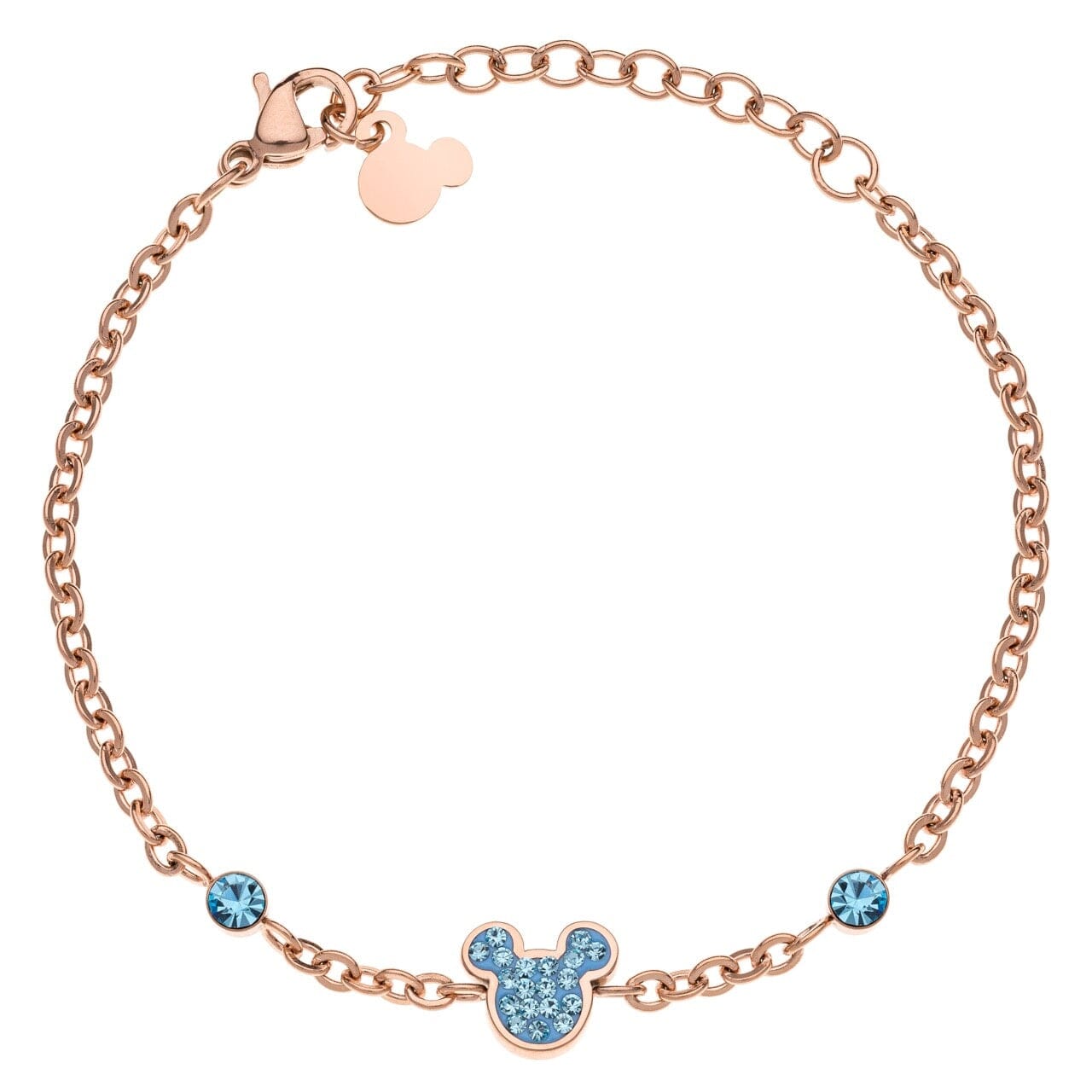 Disney Kinder Armband Mickey Mouse ©DISNEY rosegoldfarben blau aus Edelstahl Kristall Armbänder DISNEY